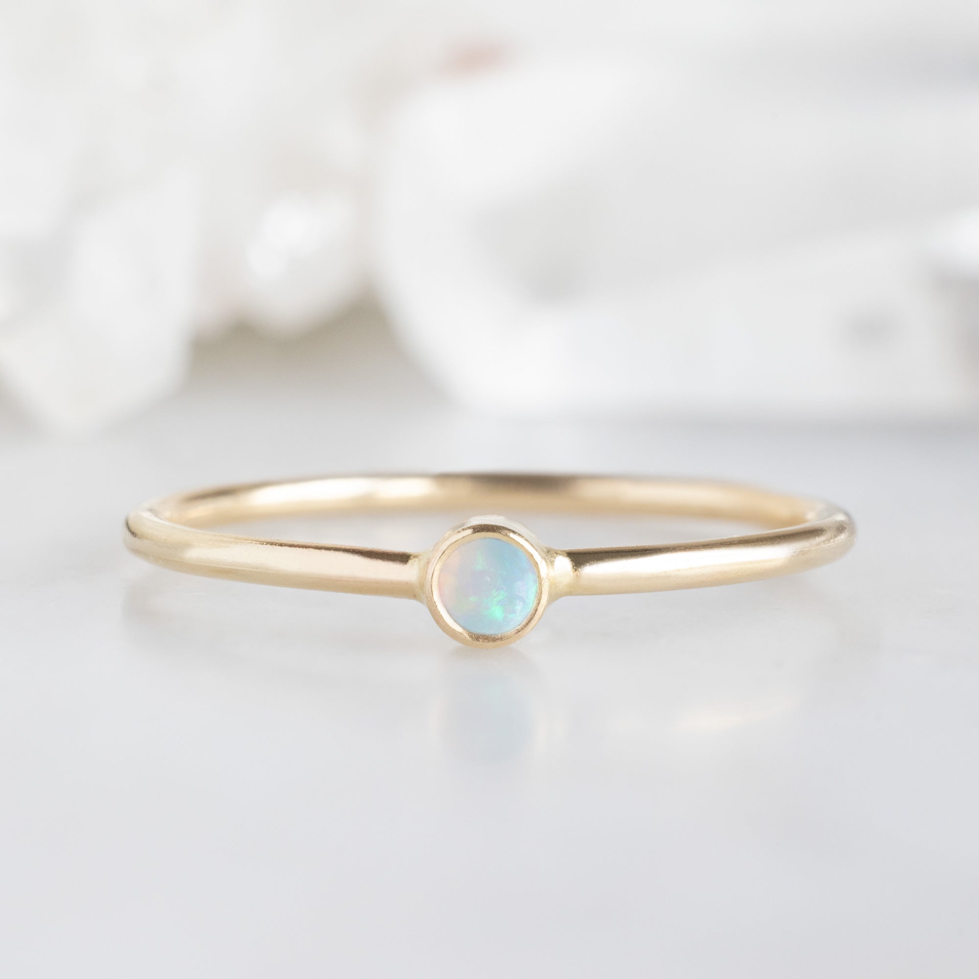 Alexis Russell Wedding Bands Opal Birthstone Stacking Ring | Yellow, Rose or White Gold