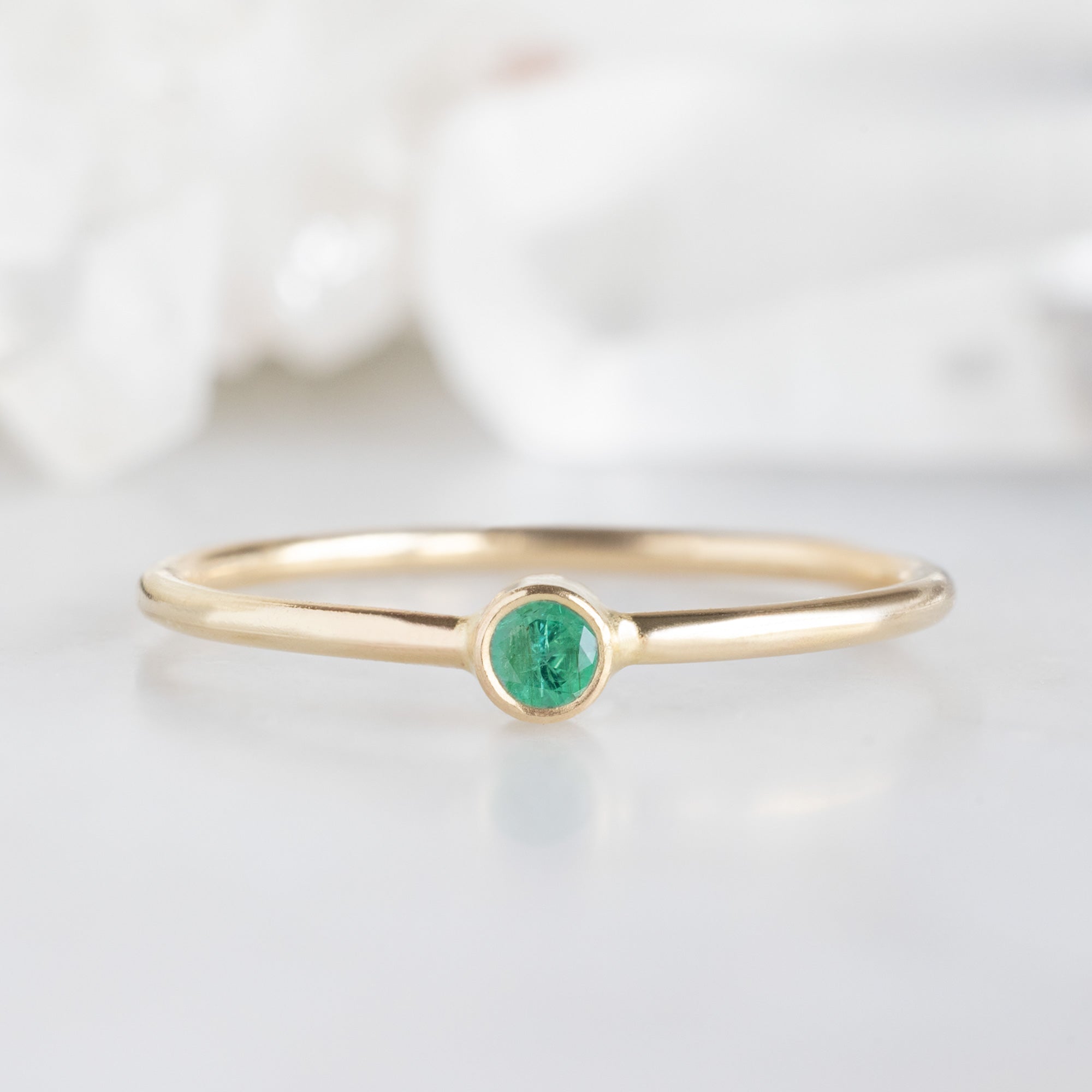 Alexis Russell Wedding Bands Emerald Birthstone Stacking Ring | Yellow, Rose or White Gold