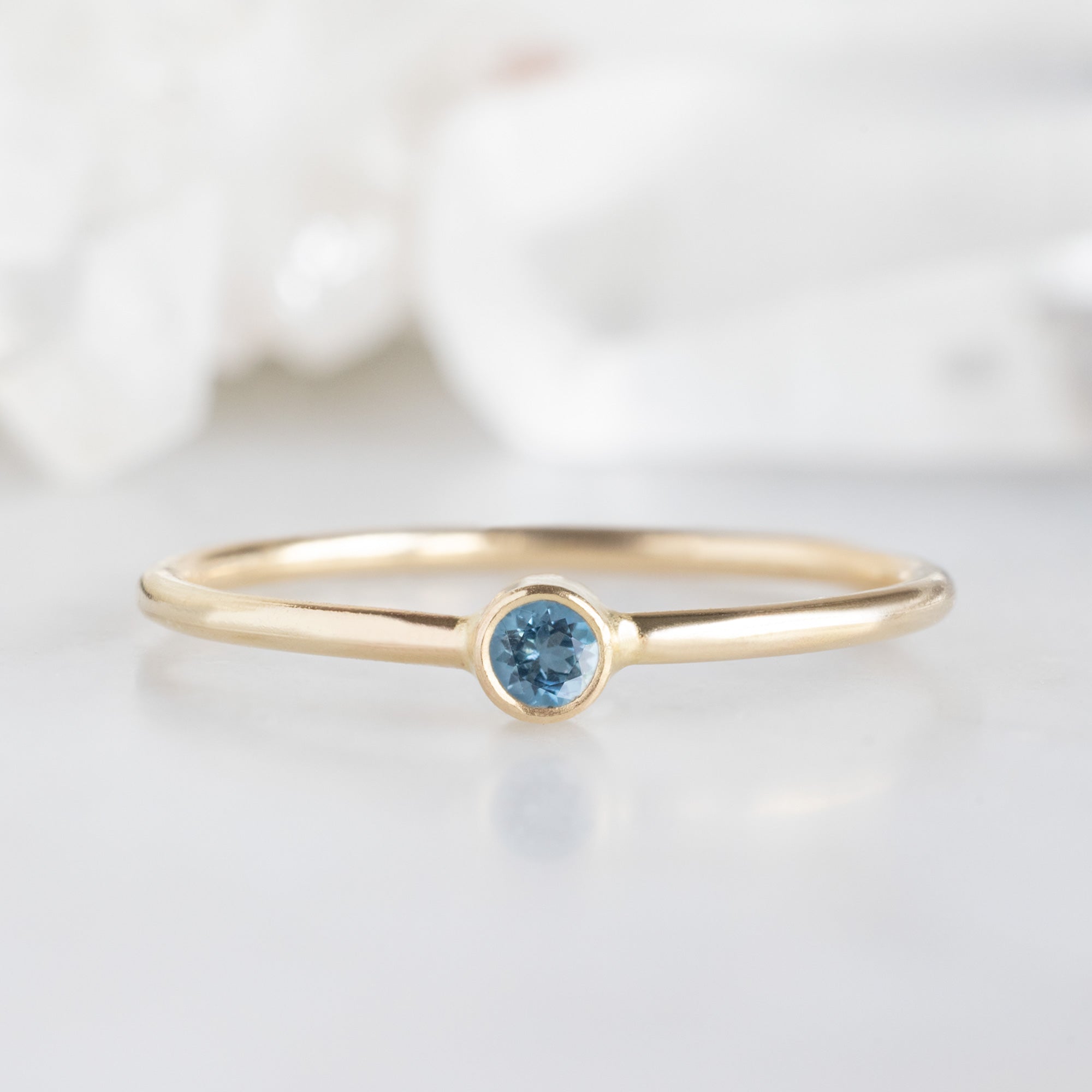 Alexis Russell Wedding Bands Aquamarine Birthstone Stacking Ring | Yellow, Rose or White Gold