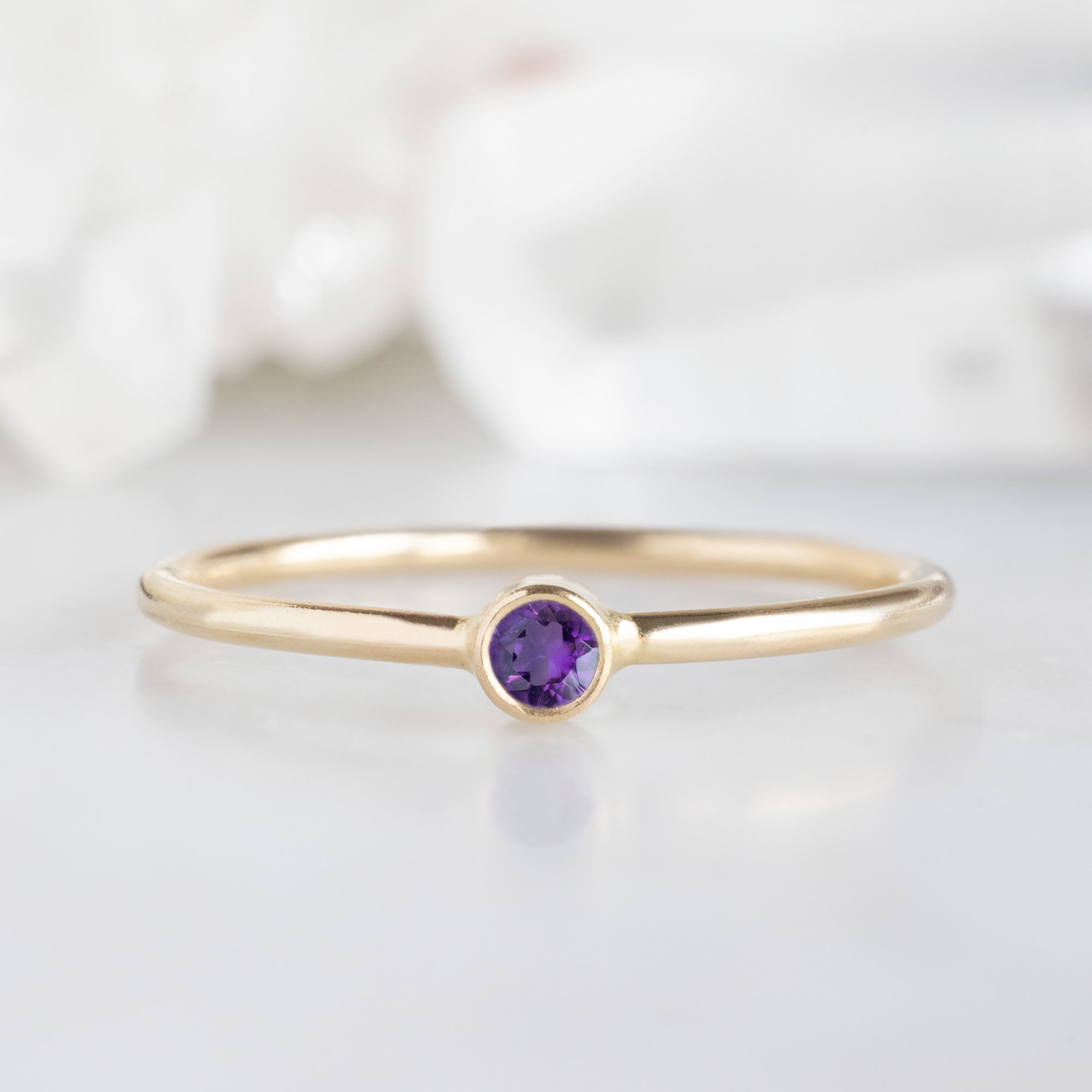 Alexis Russell Wedding Bands Amethyst Birthstone Stacking Ring | Yellow, Rose or White Gold