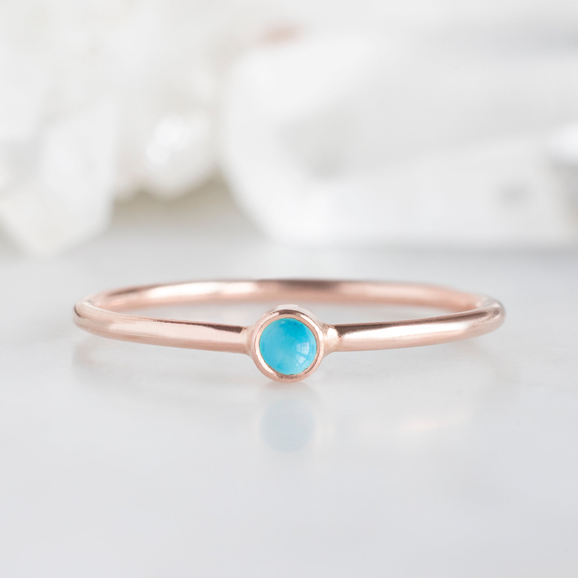Alexis Russell Wedding Bands Turquoise Birthstone Stacking Ring | Yellow, Rose or White Gold