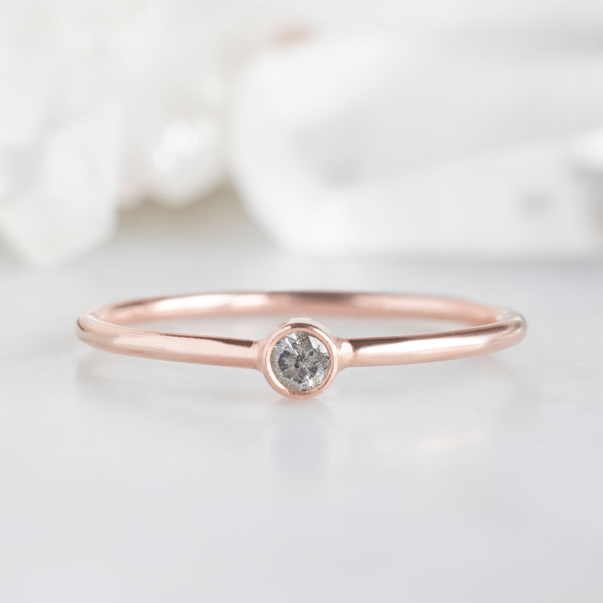 Alexis Russell Wedding Bands Salt and Pepper Diamond Birthstone Stacking Ring | Yellow, Rose or White Gold