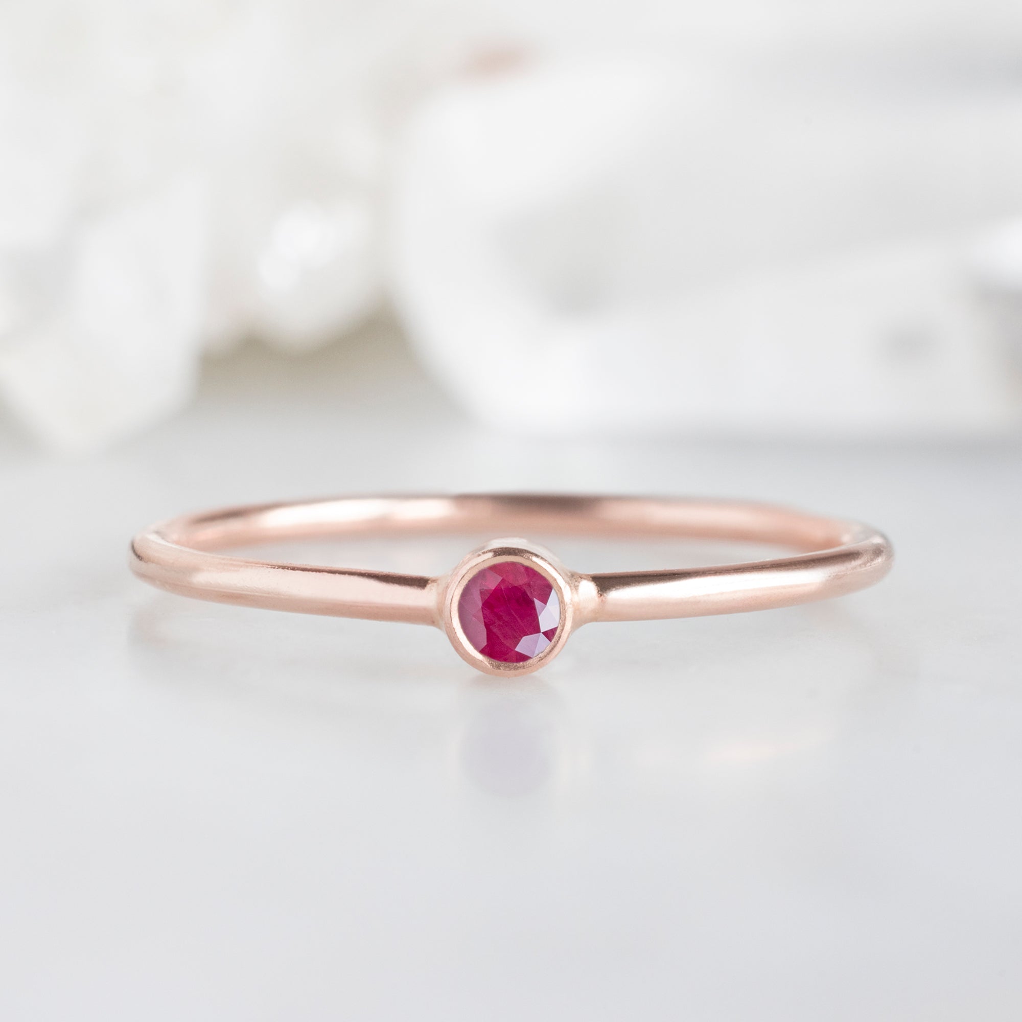 Alexis Russell Wedding Bands Ruby Birthstone Stacking Ring | Yellow, Rose or White Gold