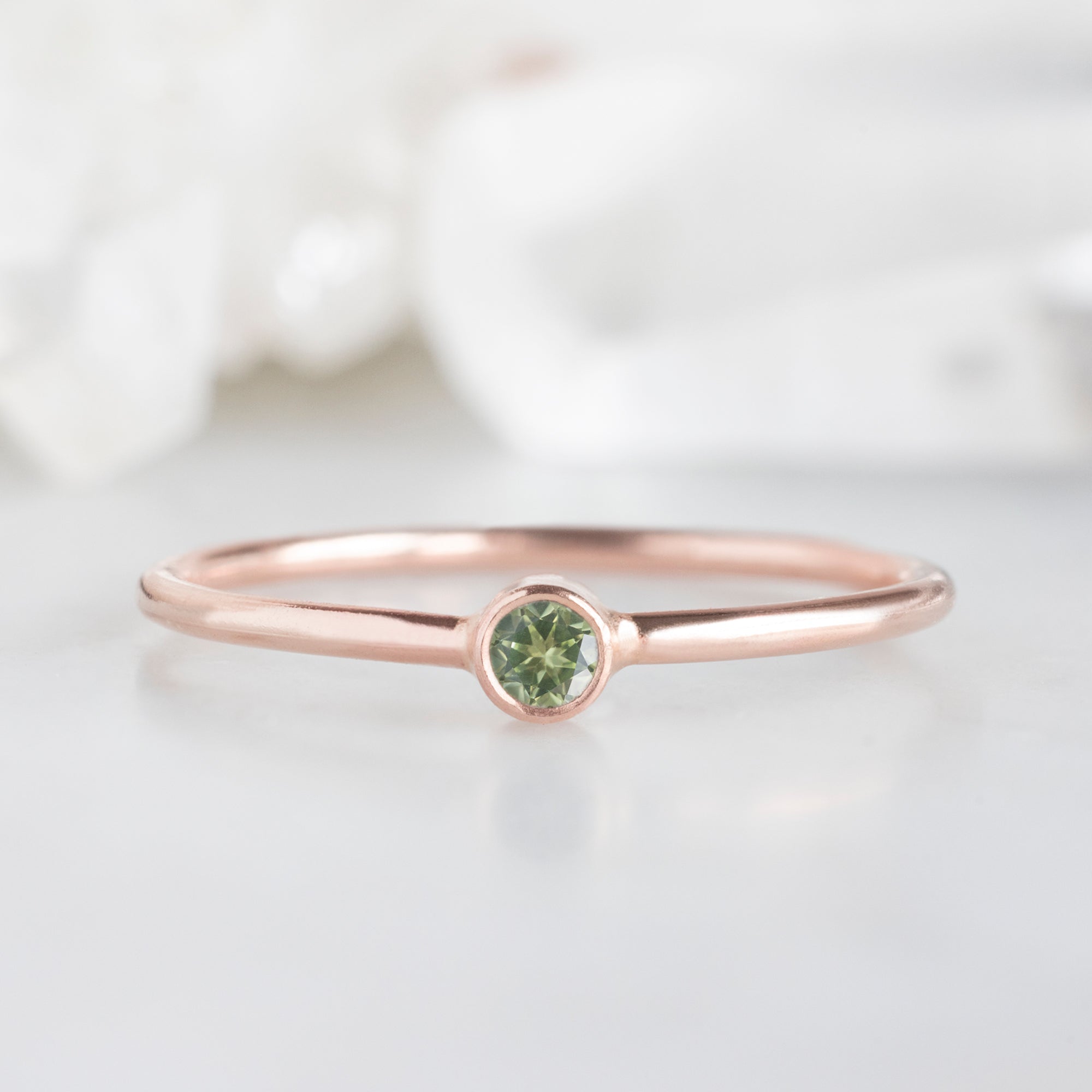 Alexis Russell Wedding Bands Peridot Birthstone Stacking Ring | Yellow, Rose or White Gold