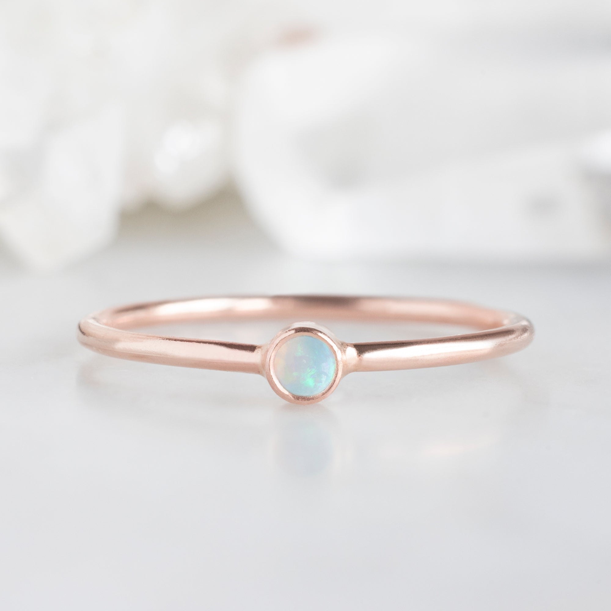 Alexis Russell Wedding Bands Opal Birthstone Stacking Ring | Yellow, Rose or White Gold