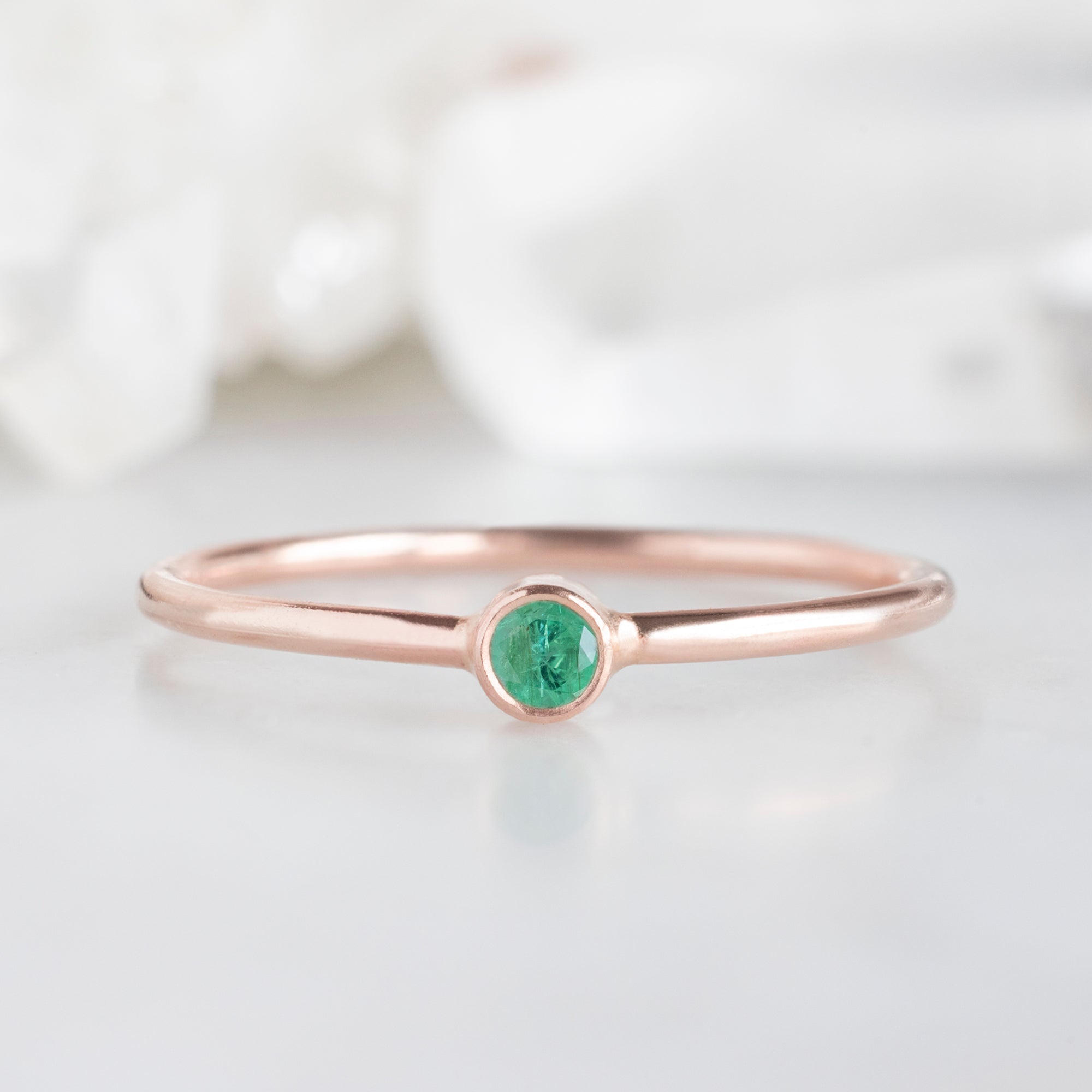 Alexis Russell Wedding Bands Emerald Birthstone Stacking Ring | Yellow, Rose or White Gold