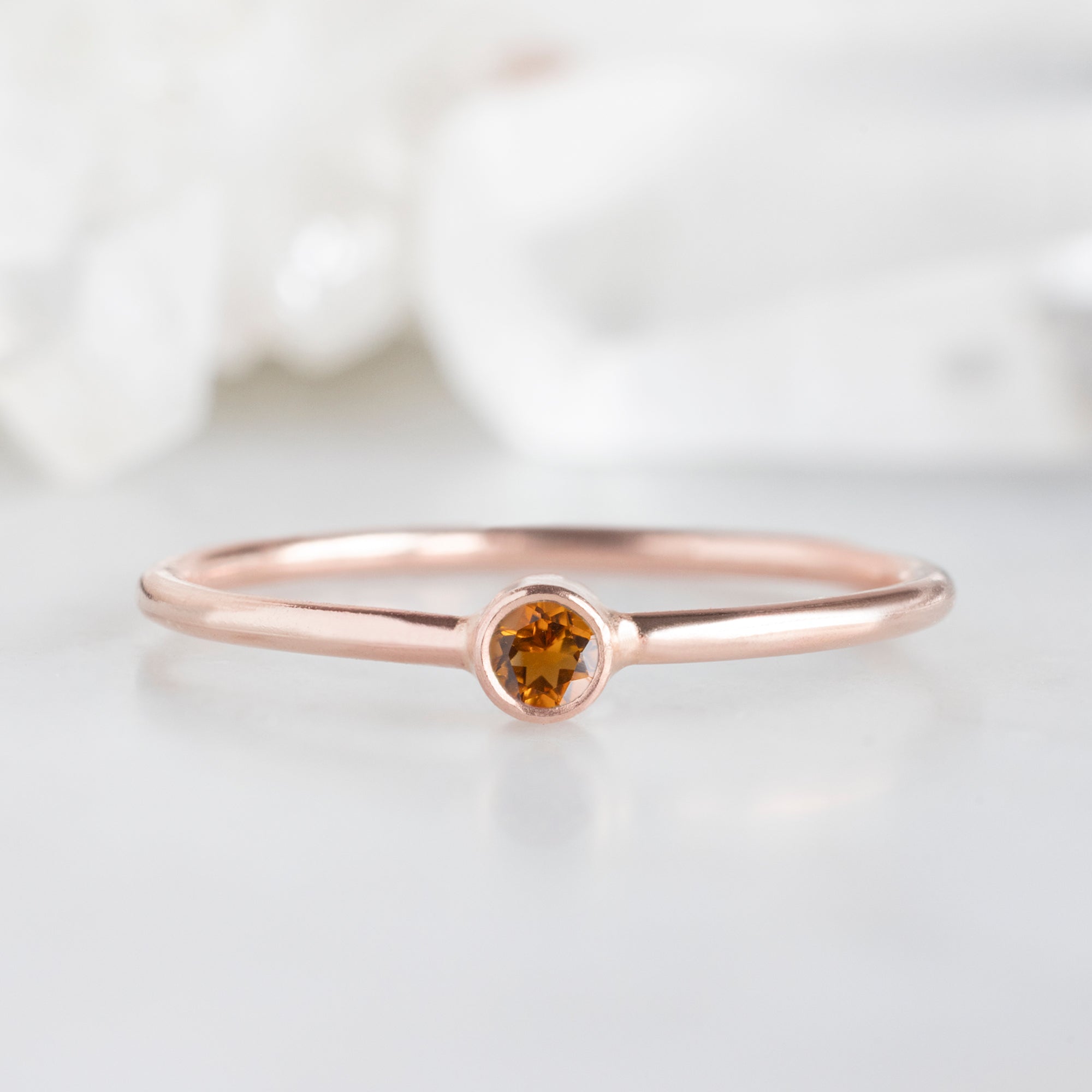 Alexis Russell Wedding Bands Citrine Birthstone Stacking Ring | Yellow, Rose or White Gold