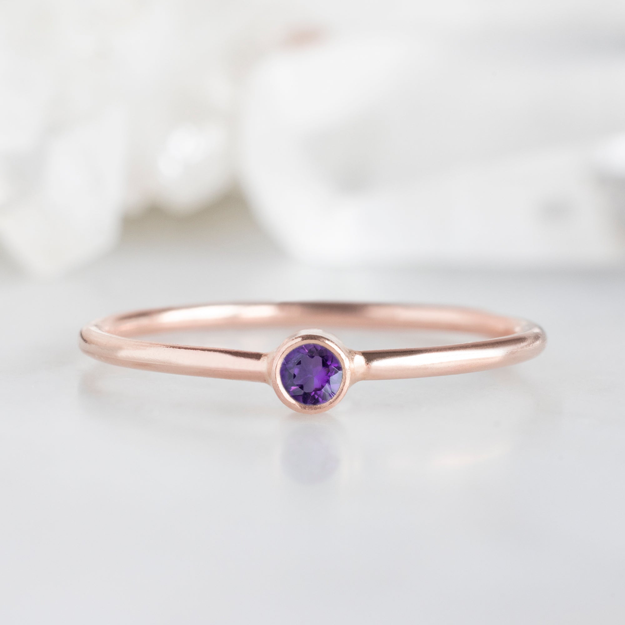 Alexis Russell Wedding Bands Amethyst Birthstone Stacking Ring | Yellow, Rose or White Gold