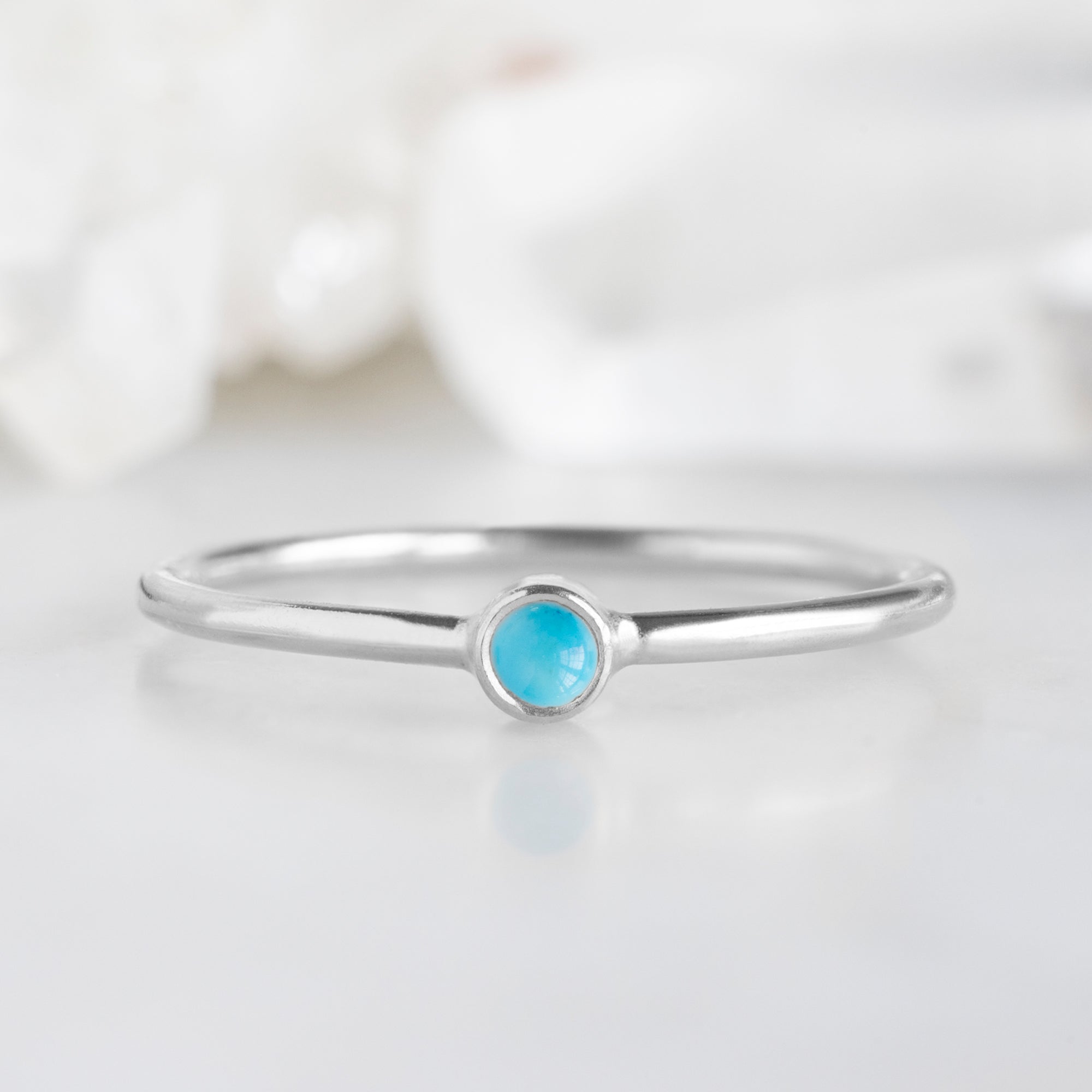 Alexis Russell Wedding Bands Turquoise Birthstone Stacking Ring | Yellow, Rose or White Gold