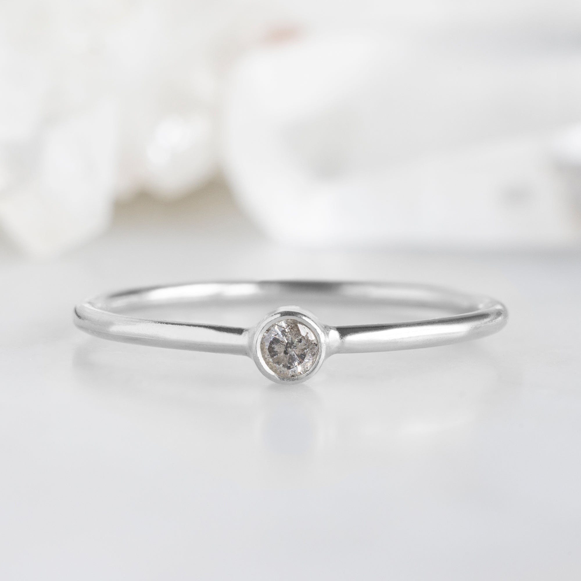 Alexis Russell Wedding Bands Salt and Pepper Diamond Birthstone Stacking Ring | Yellow, Rose or White Gold