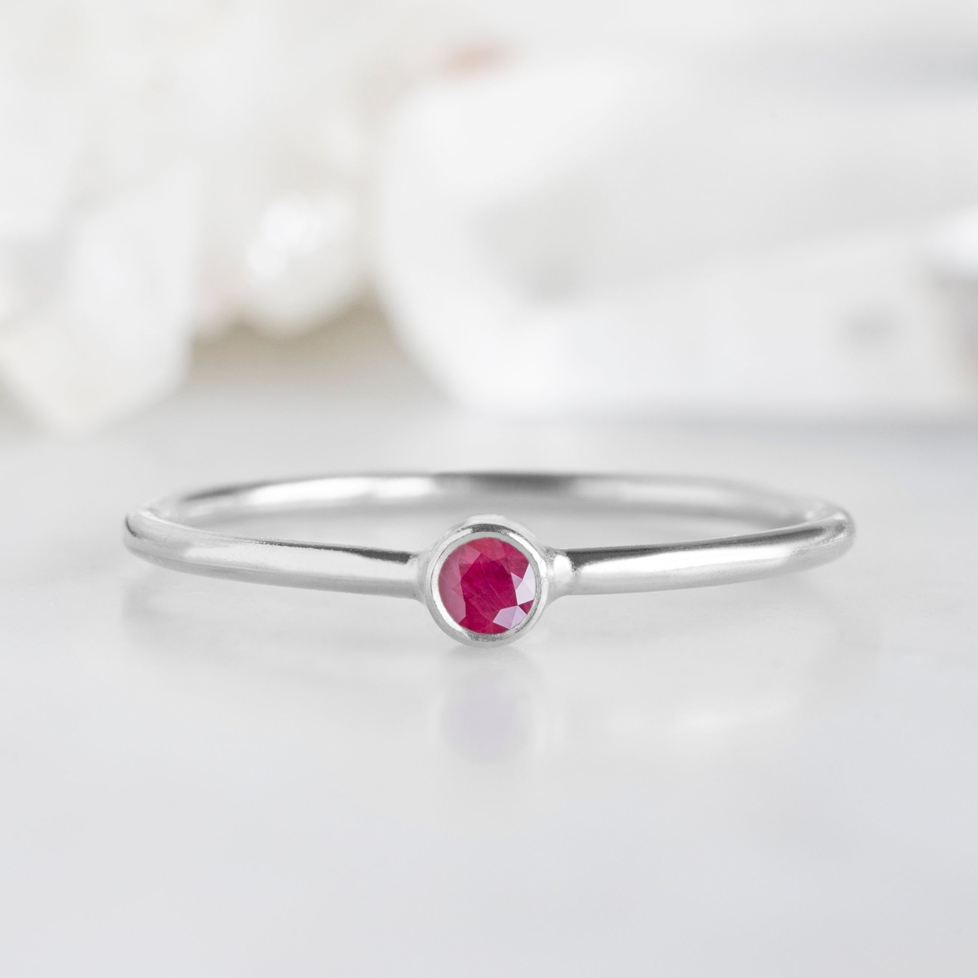 Alexis Russell Wedding Bands Ruby Birthstone Stacking Ring | Yellow, Rose or White Gold