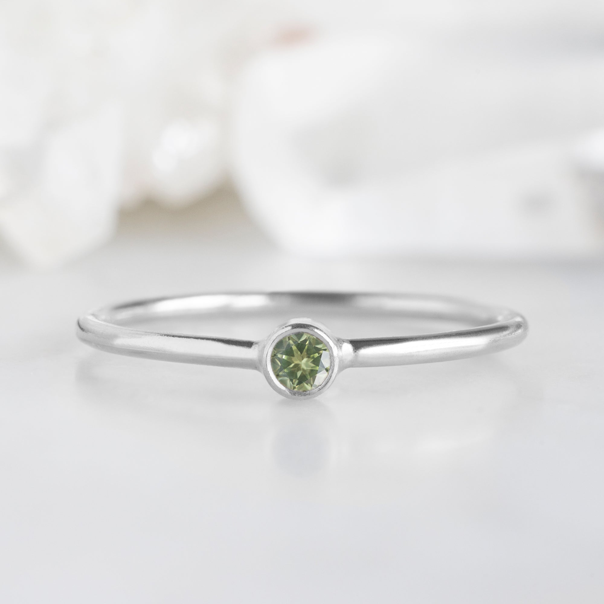 Alexis Russell Wedding Bands Peridot Birthstone Stacking Ring | Yellow, Rose or White Gold
