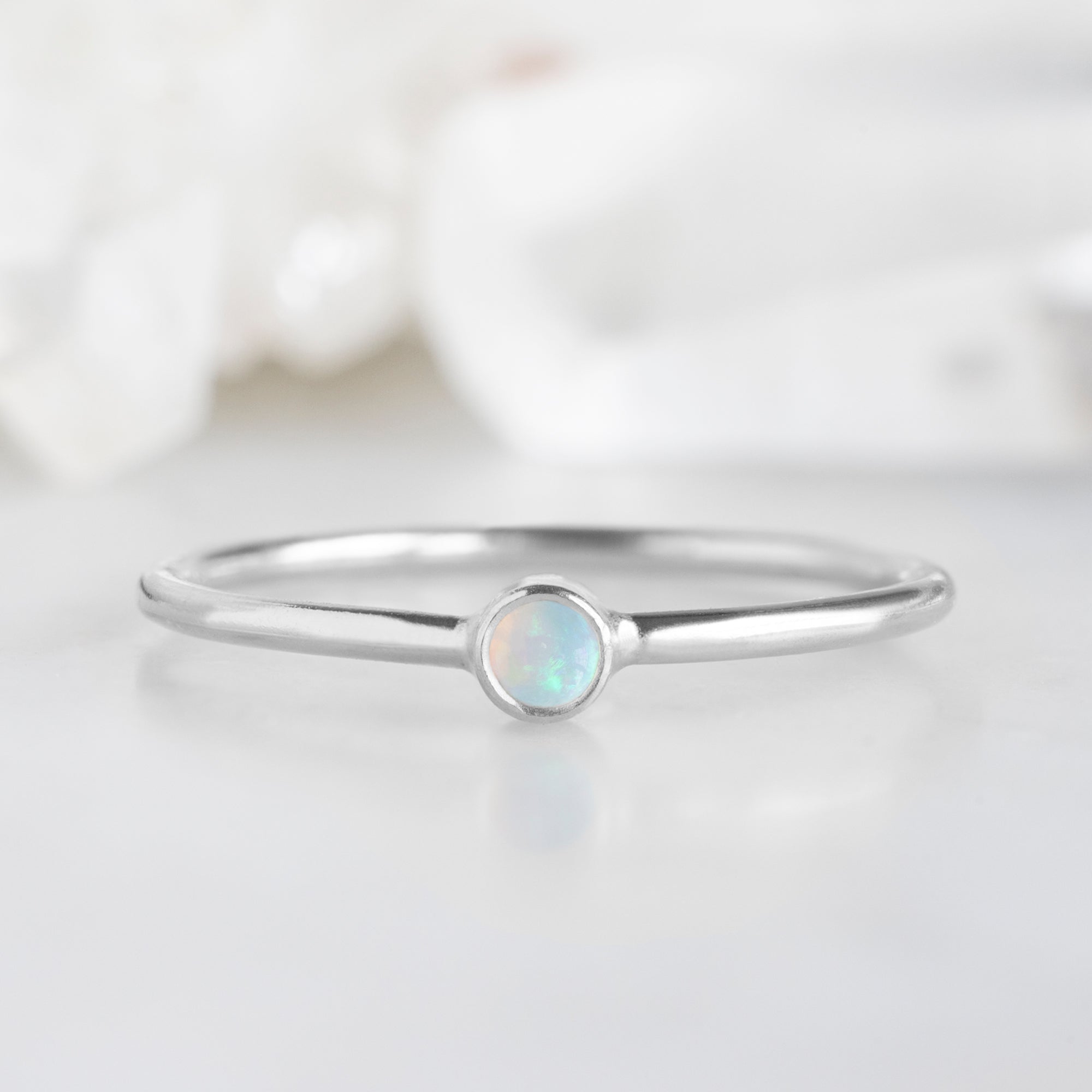 Alexis Russell Wedding Bands Opal Birthstone Stacking Ring | Yellow, Rose or White Gold
