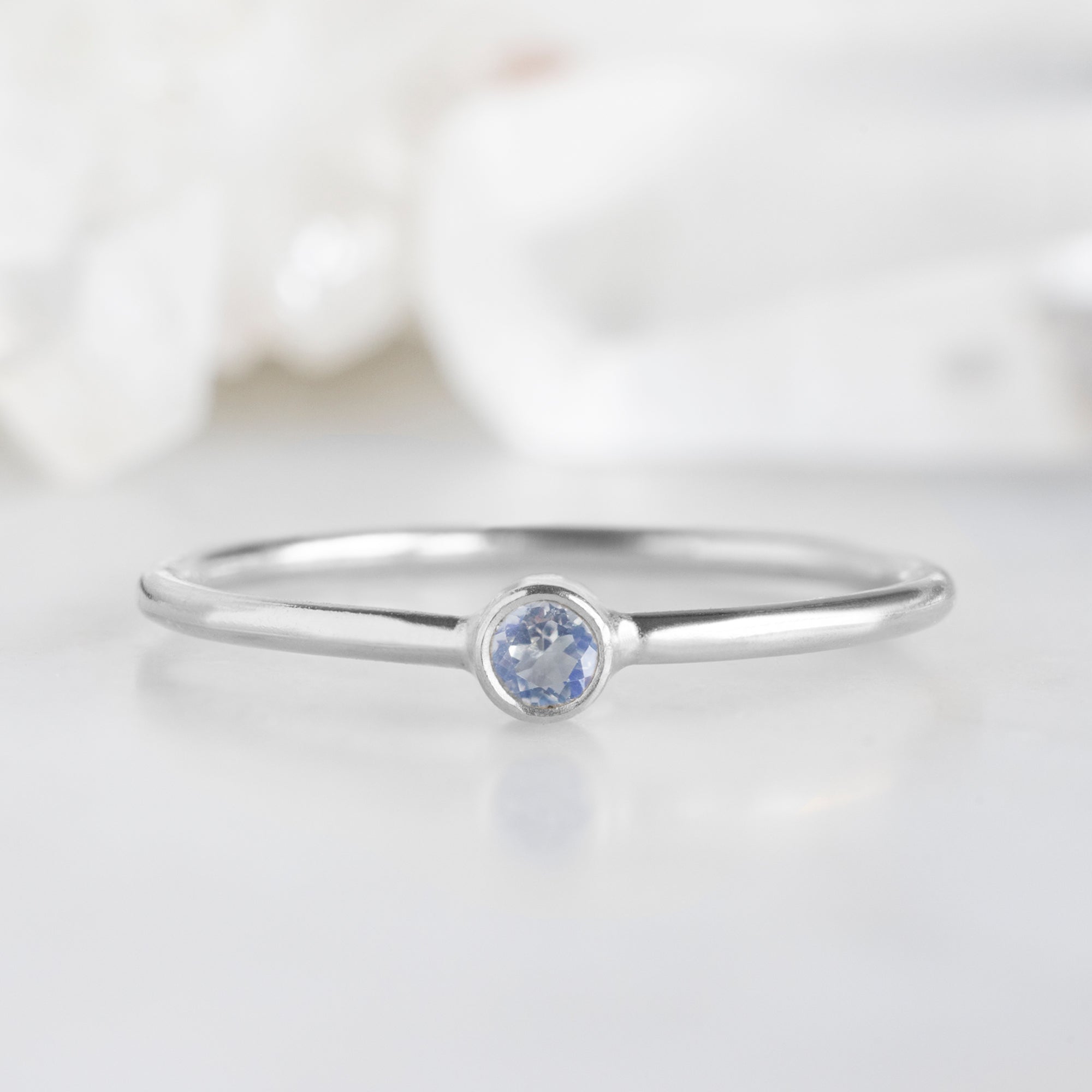 Alexis Russell Wedding Bands Moonstone Birthstone Stacking Ring | Yellow, Rose or White Gold