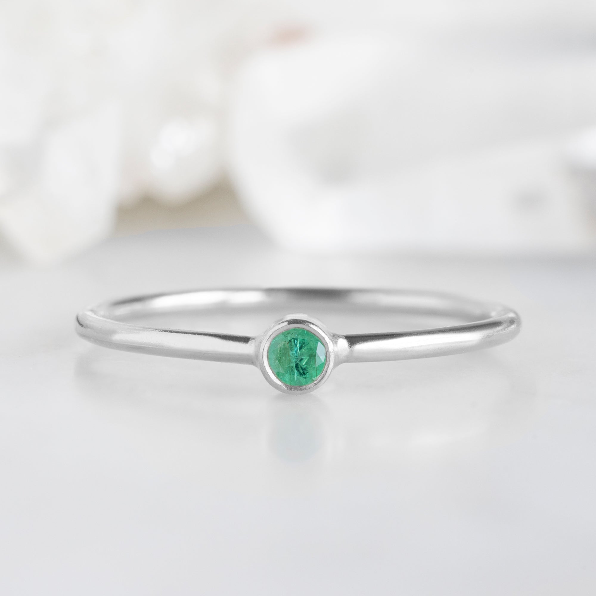 Alexis Russell Wedding Bands Emerald Birthstone Stacking Ring | Yellow, Rose or White Gold