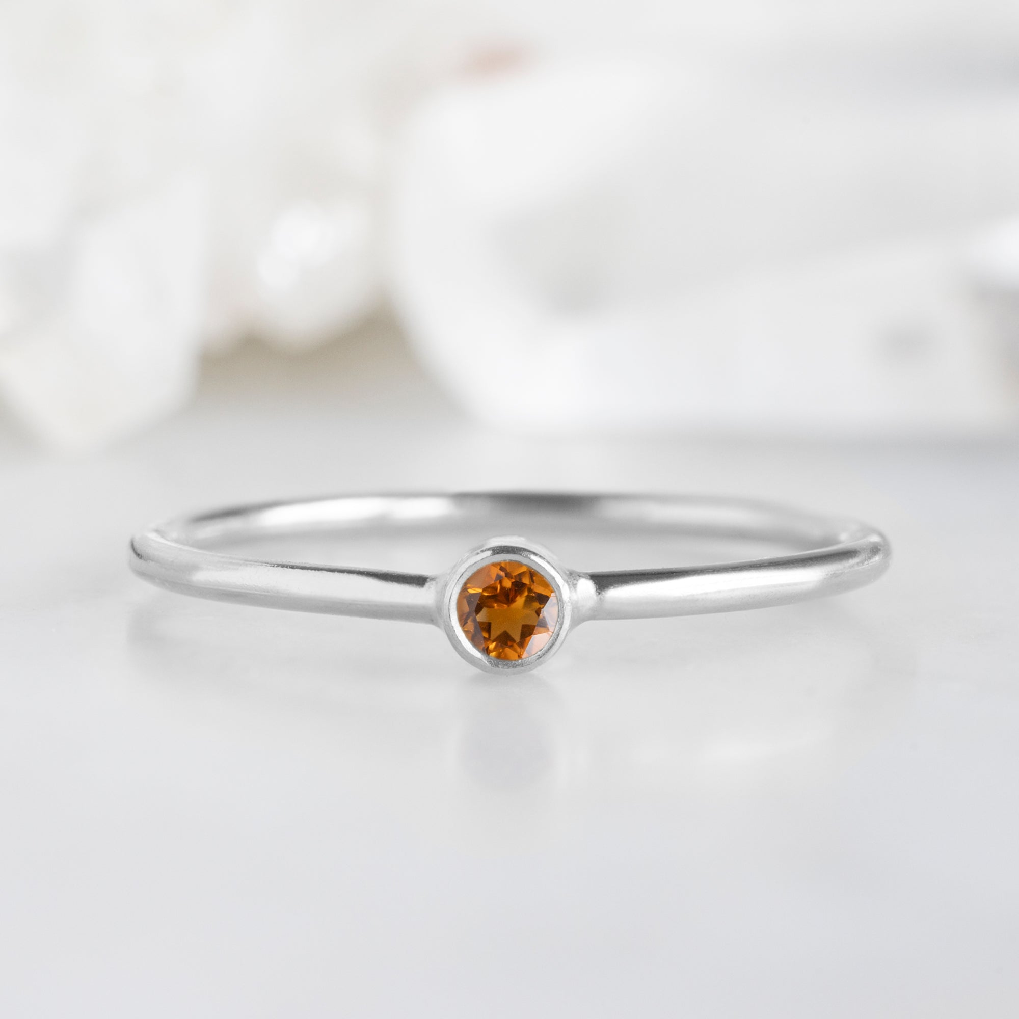 Alexis Russell Wedding Bands Citrine Birthstone Stacking Ring | Yellow, Rose or White Gold