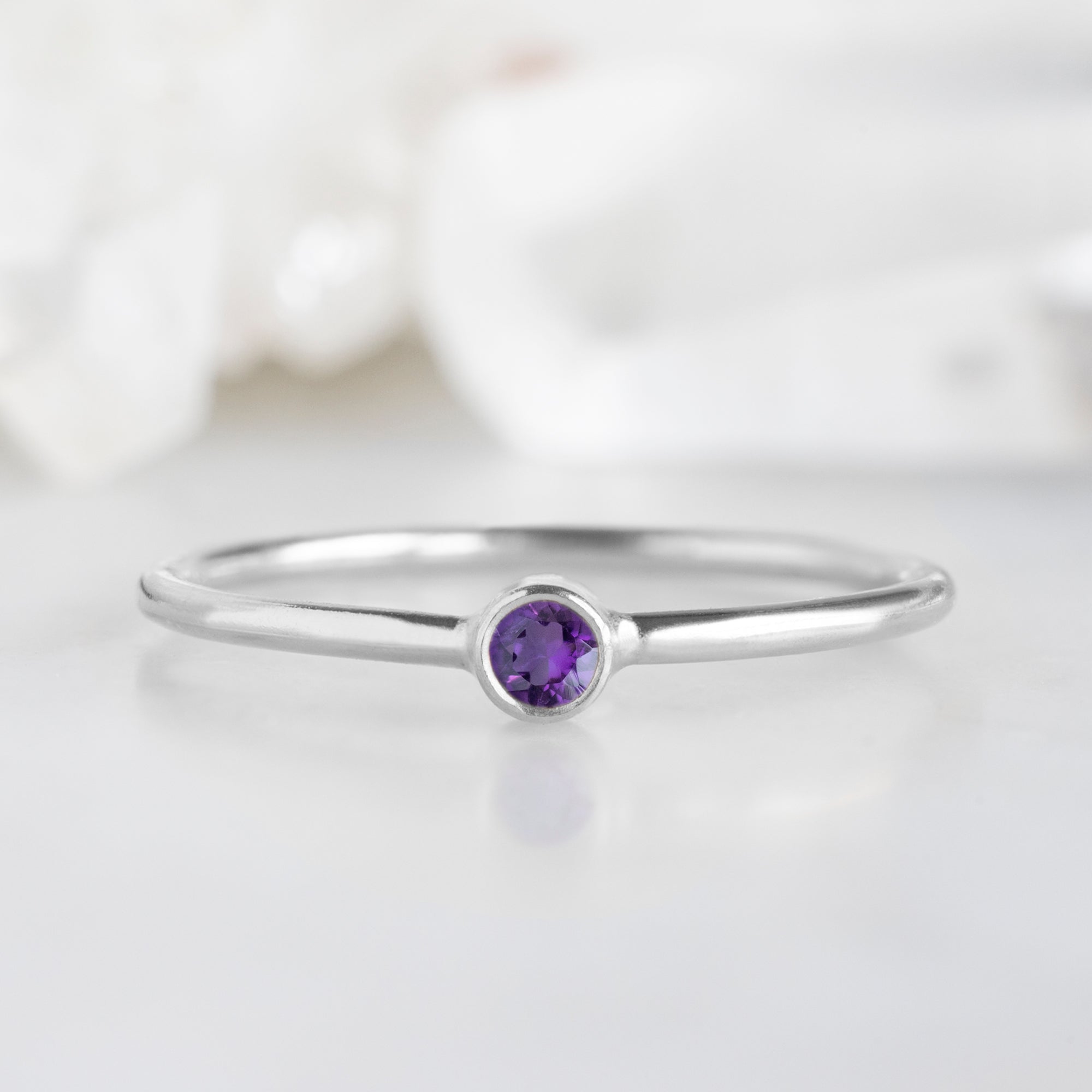 Alexis Russell Wedding Bands Amethyst Birthstone Stacking Ring | Yellow, Rose or White Gold