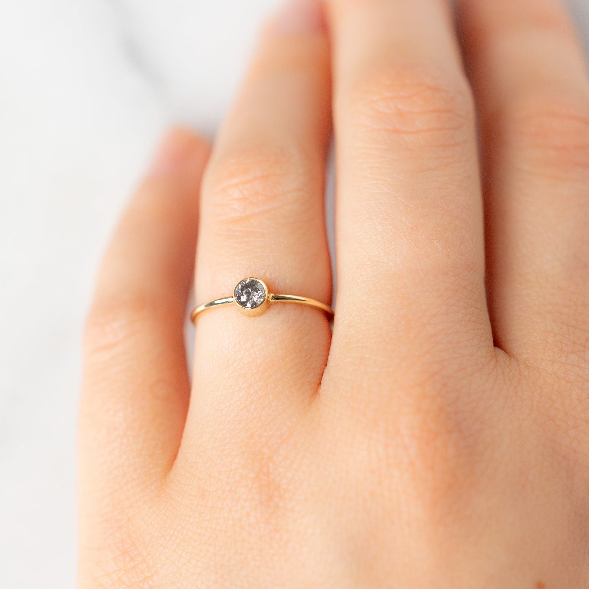 Alexis Russell Wedding Bands Salt and Pepper Diamond Stacking Ring | Yellow, Rose or White Gold