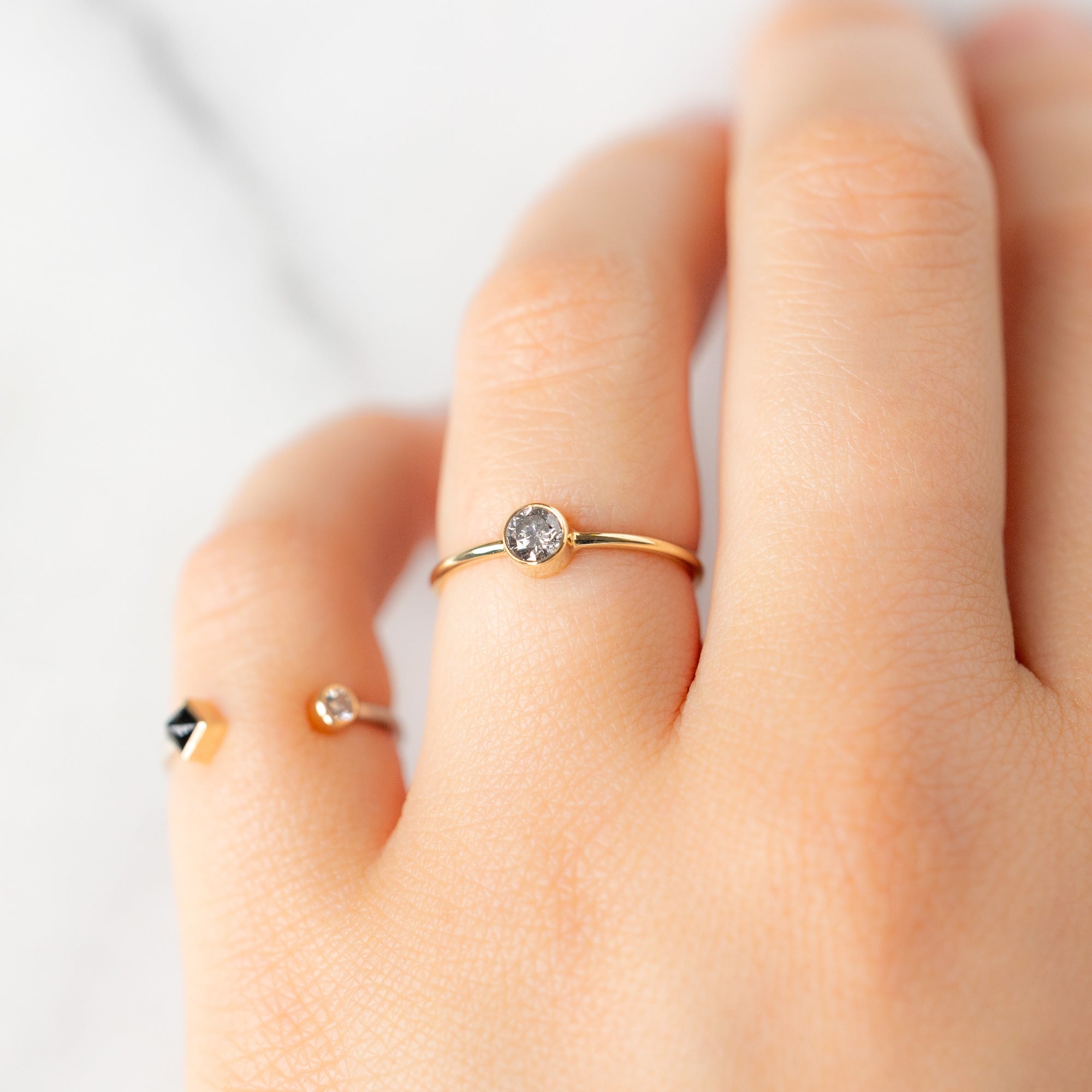 Alexis Russell Wedding Bands Salt and Pepper Diamond Stacking Ring | Yellow, Rose or White Gold