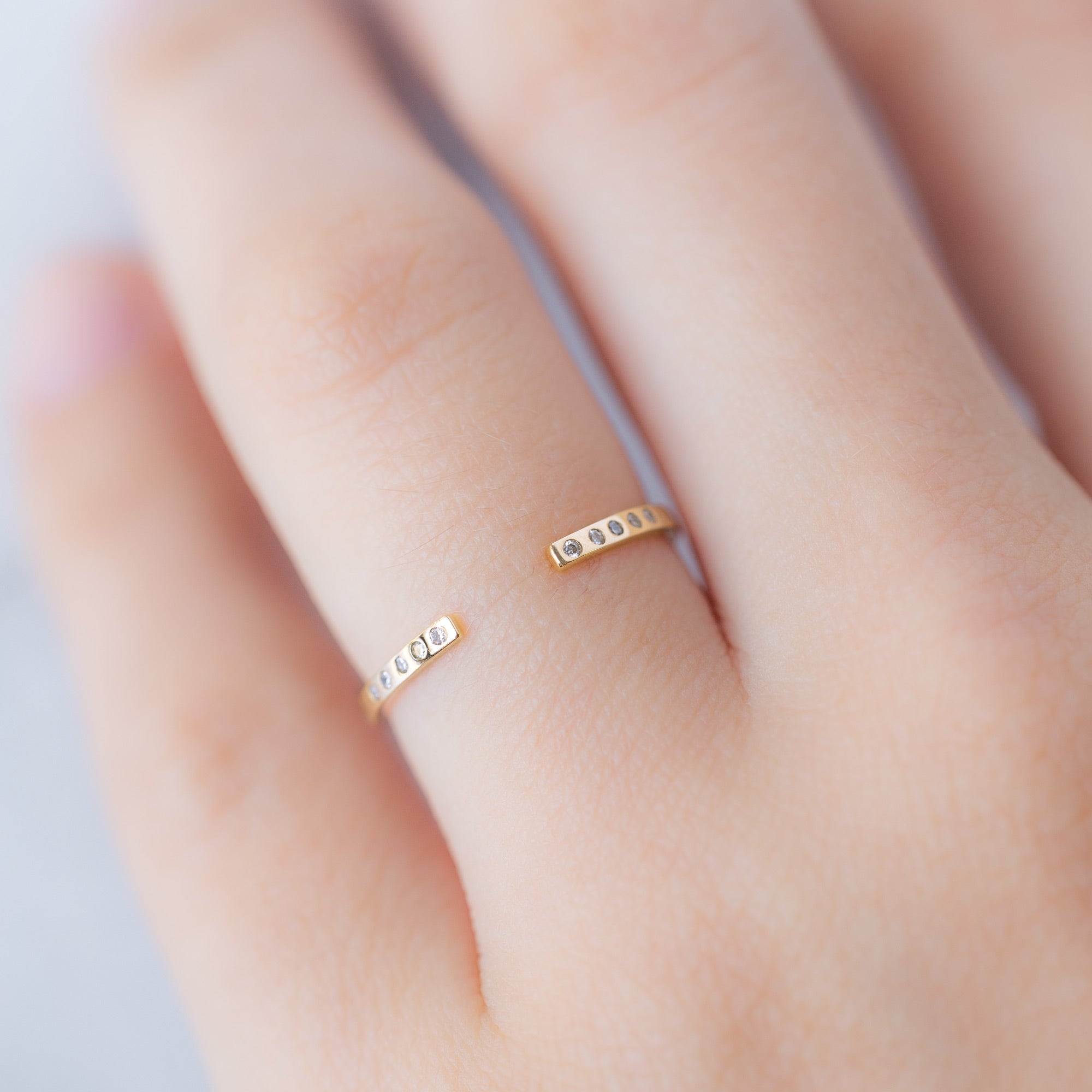 Alexis Russell Wedding Bands Open Cuff Flush Set Salt and Pepper Diamond Pavé Stacking Band | Yellow, Rose or White Gold