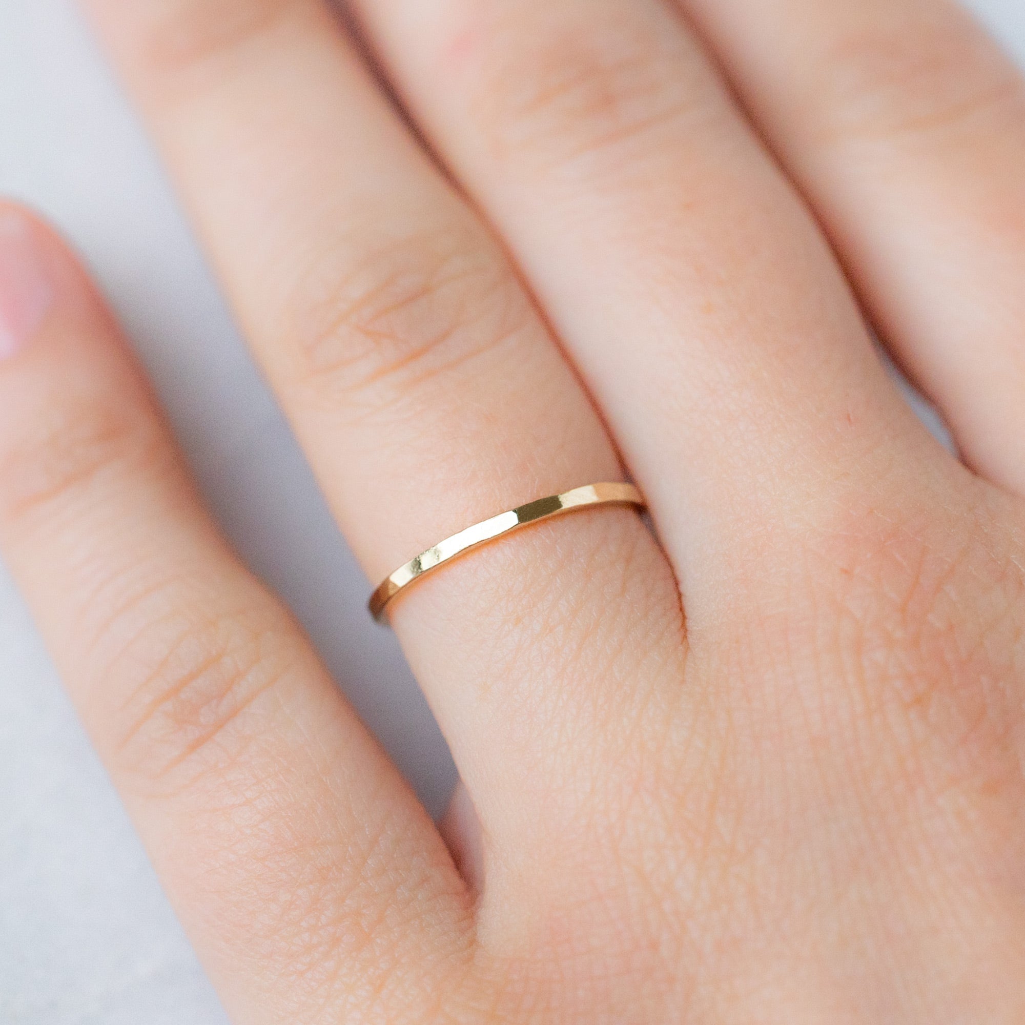 Alexis Russell Wedding Bands The Hammered Gold Stacking Band | Yellow, Rose or White Gold