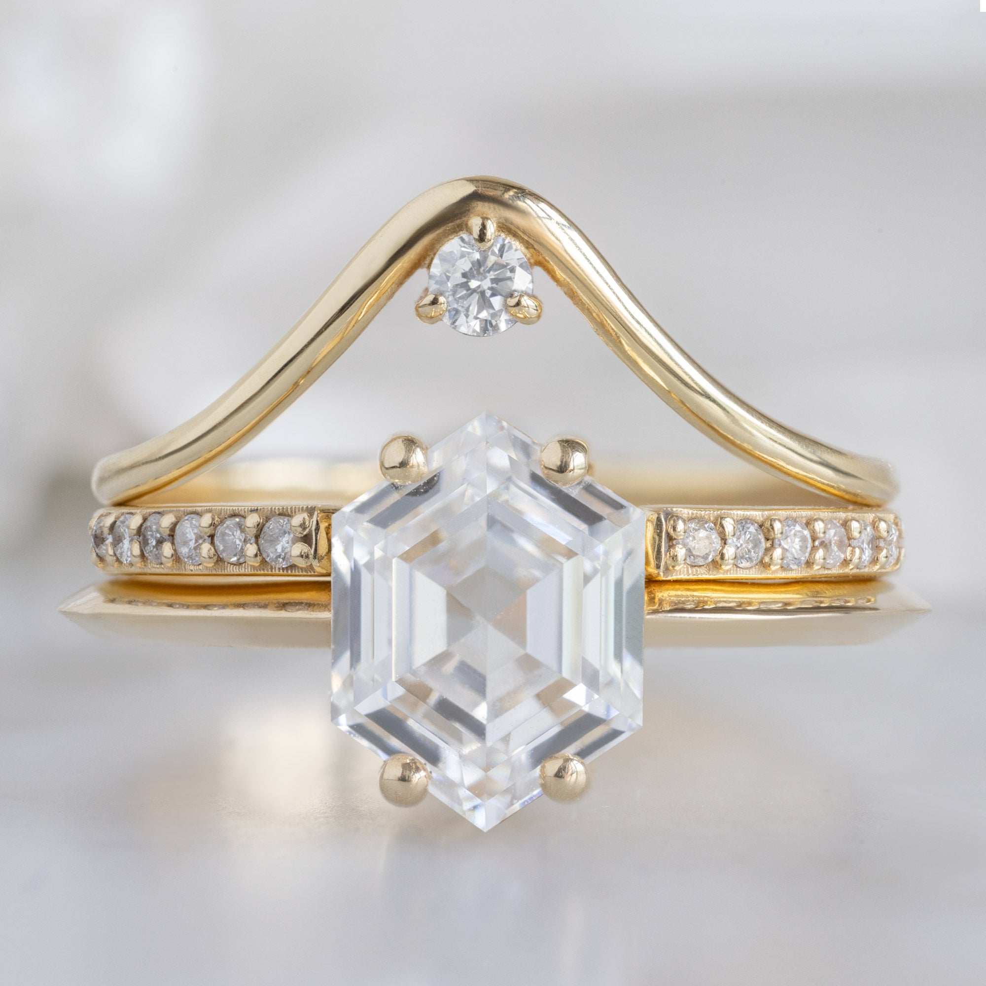Alexis Russell Wedding Bands White Diamond Peak Stacking Band | Yellow, Rose or White Gold
