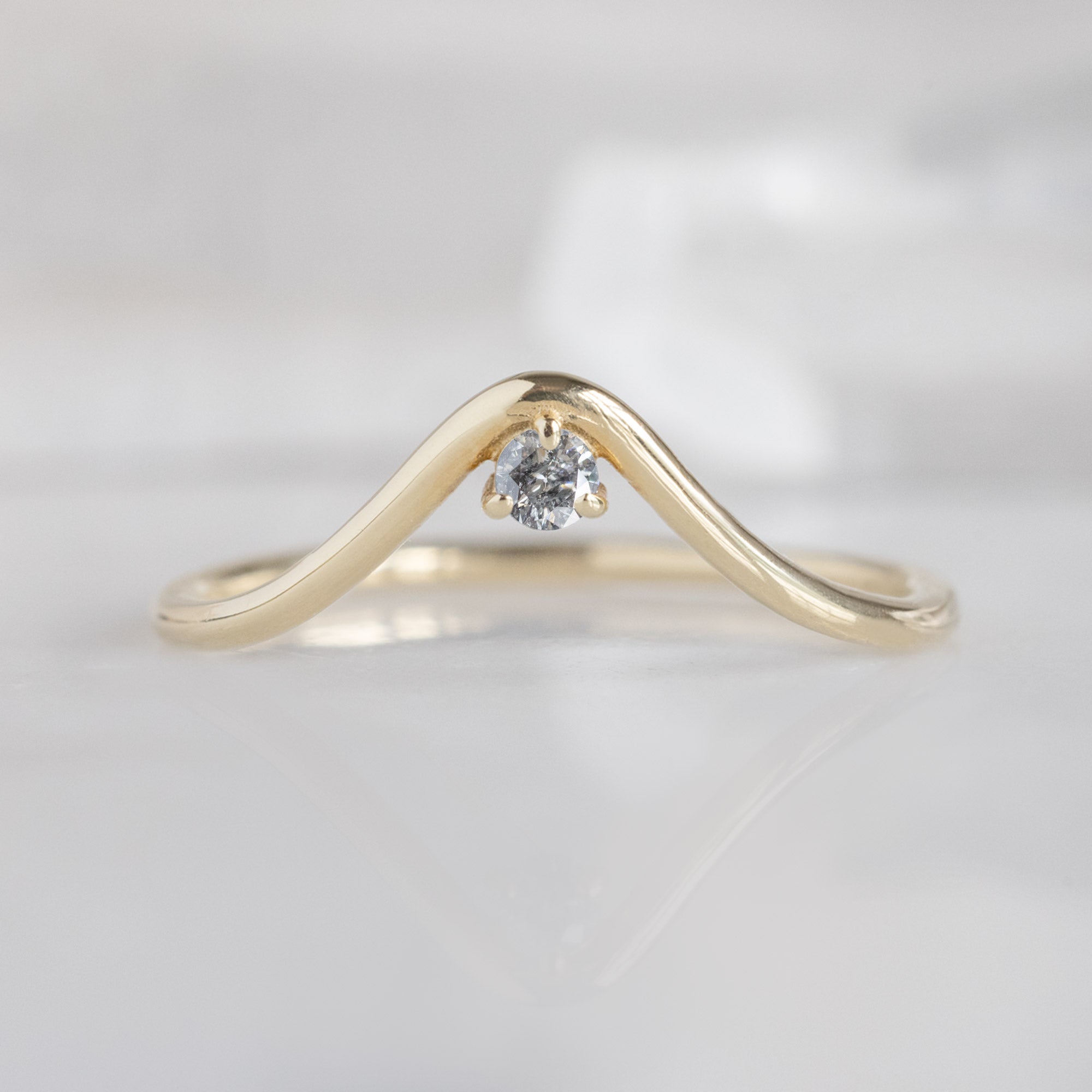 Alexis Russell Wedding Bands Salt and Pepper Diamond Peak Stacking Band | Yellow, Rose or White Gold