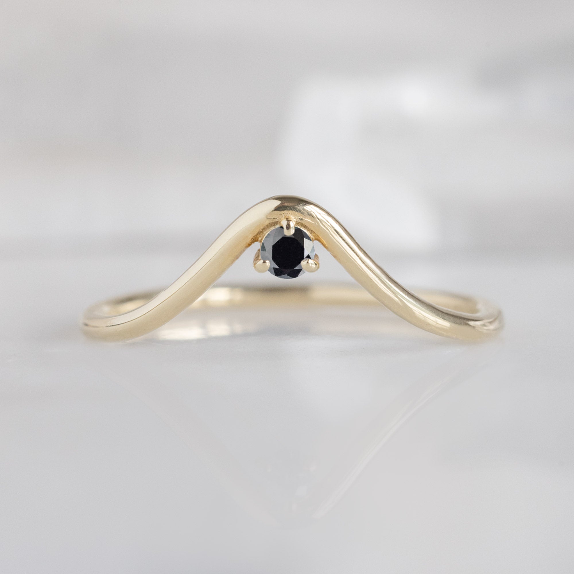 Alexis Russell Wedding Bands Black Diamond Peak Stacking Band | Yellow Gold
