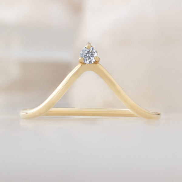 Alexis Russell Wedding Bands White Diamond Crown Stacking Band | Yellow, Rose or White Gold