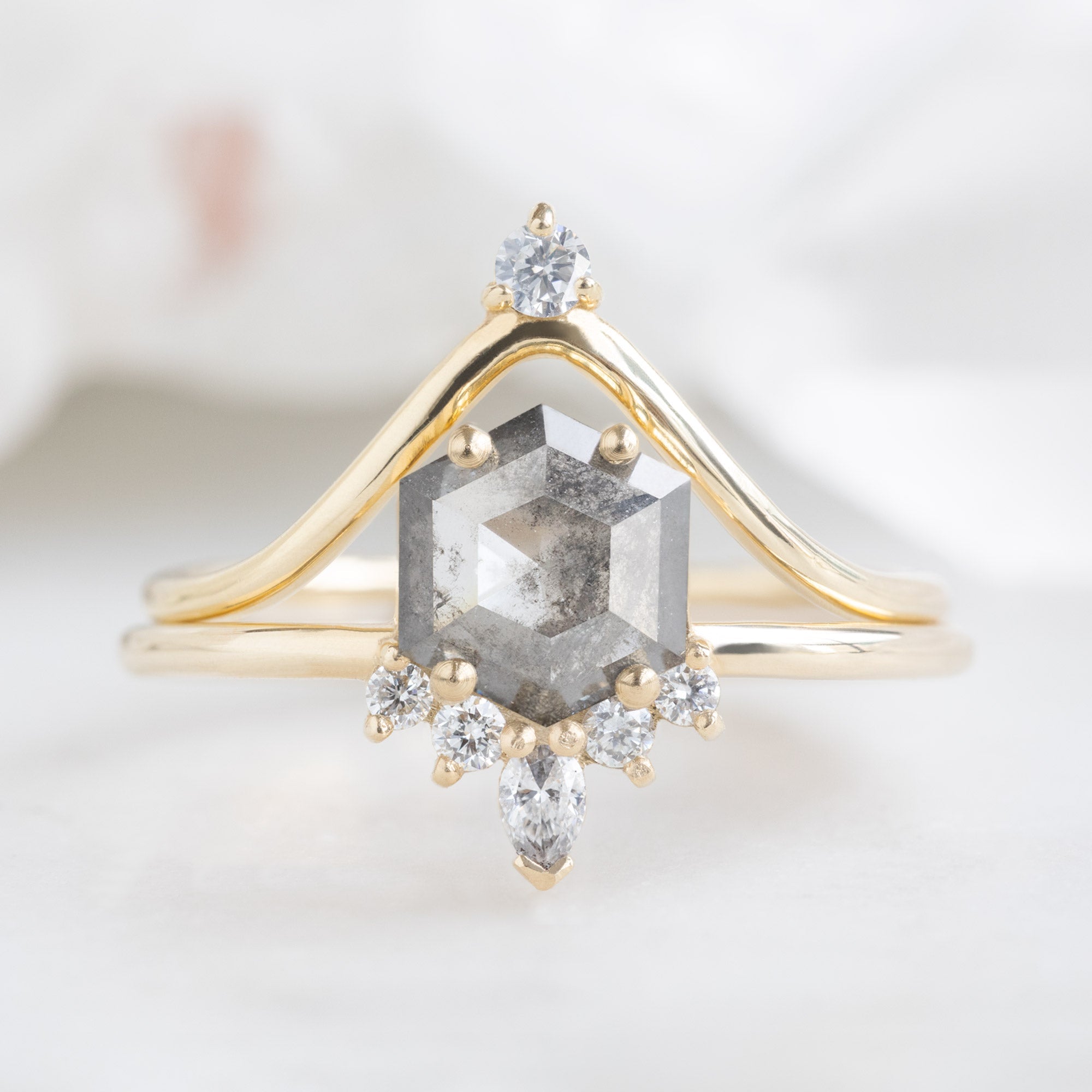 Alexis Russell Wedding Bands White Diamond Crown Stacking Band | Yellow, Rose or White Gold