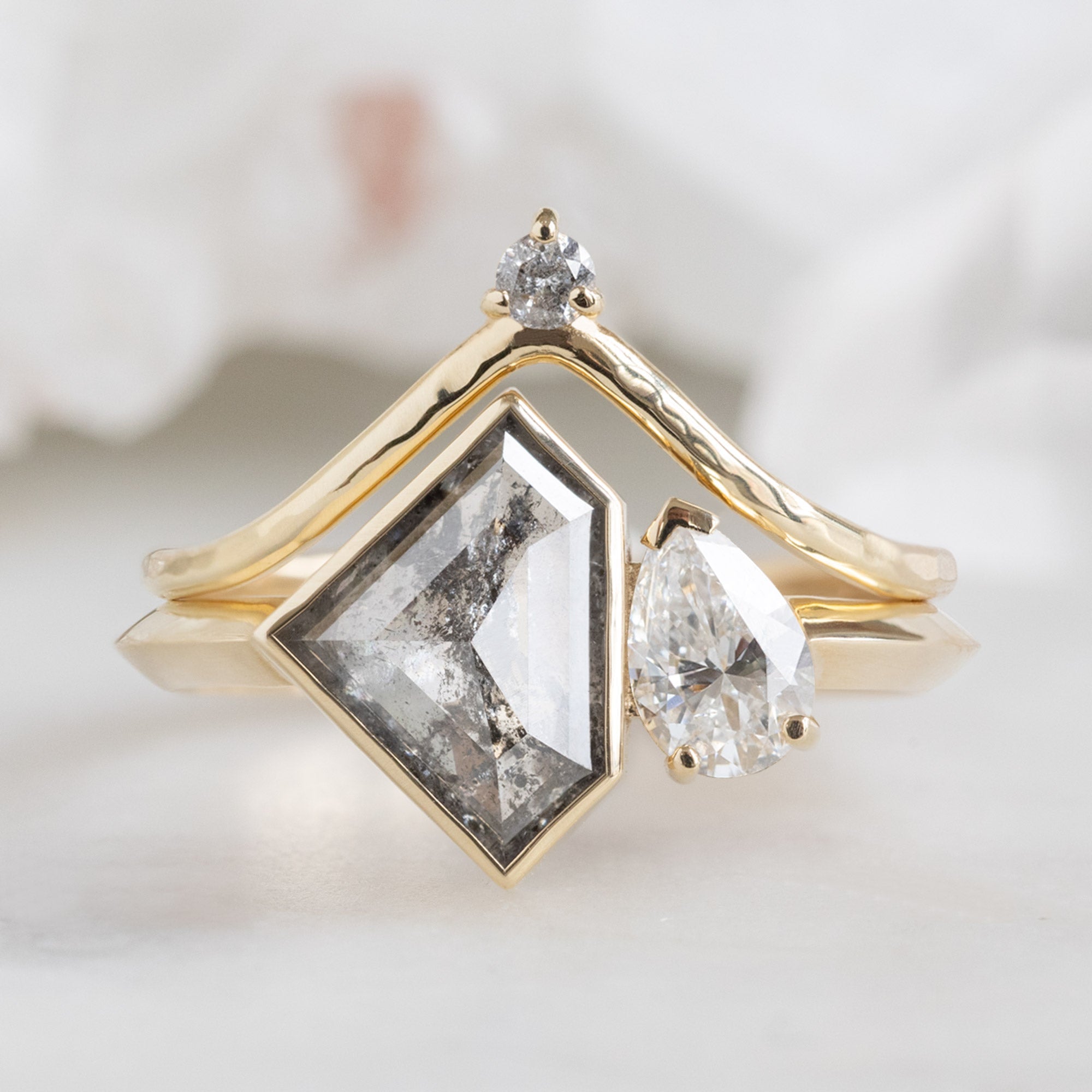 Alexis Russell Wedding Bands Salt and Pepper Diamond Crown Stacking Band | Yellow, Rose or White Gold