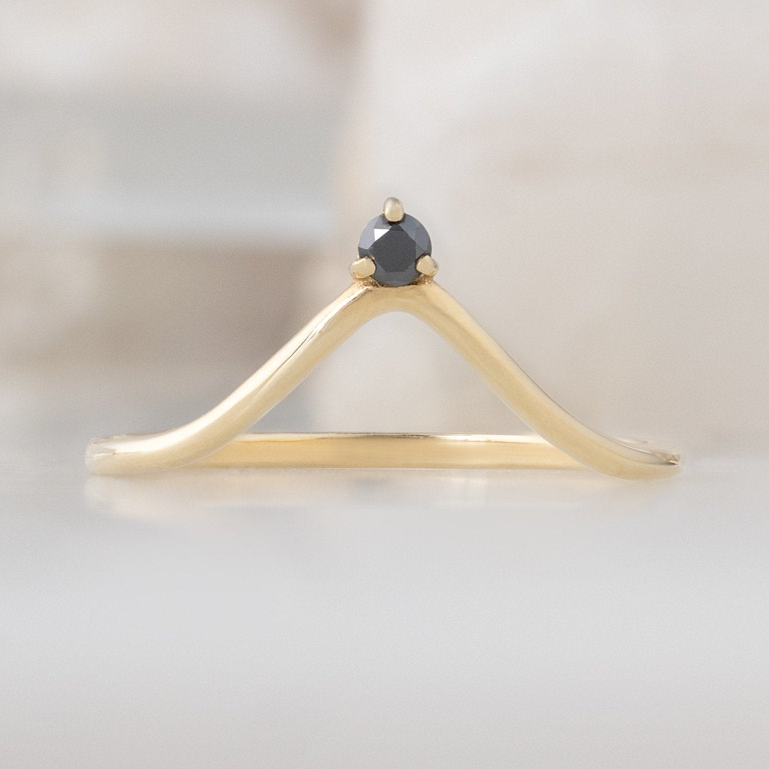 Alexis Russell Wedding Bands Black Diamond Crown Stacking Band | Yellow, Rose or White Gold