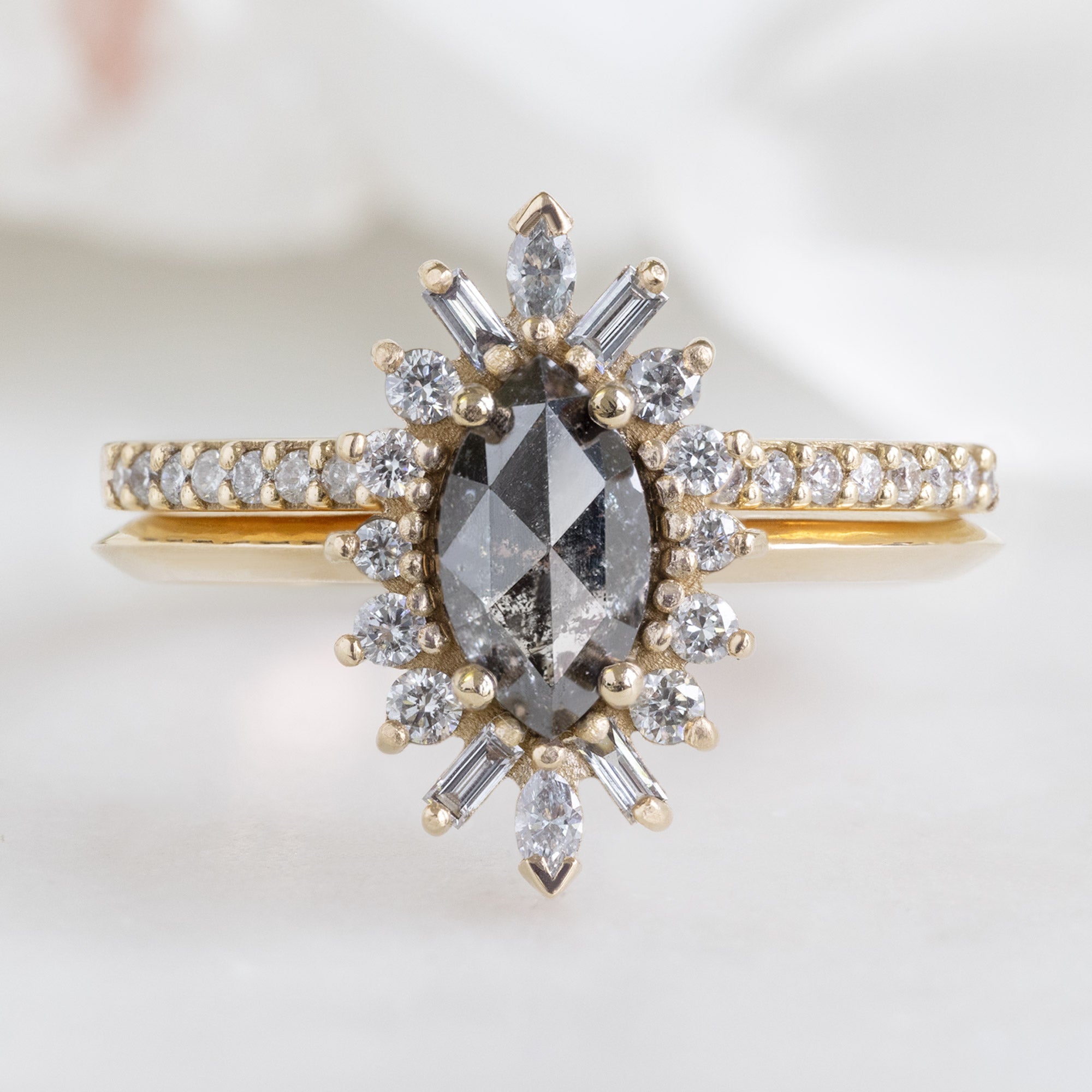 Alexis Russell Wedding Bands The Salt and Pepper Diamond Pavé Wedding Band | Yellow, Rose or White Gold