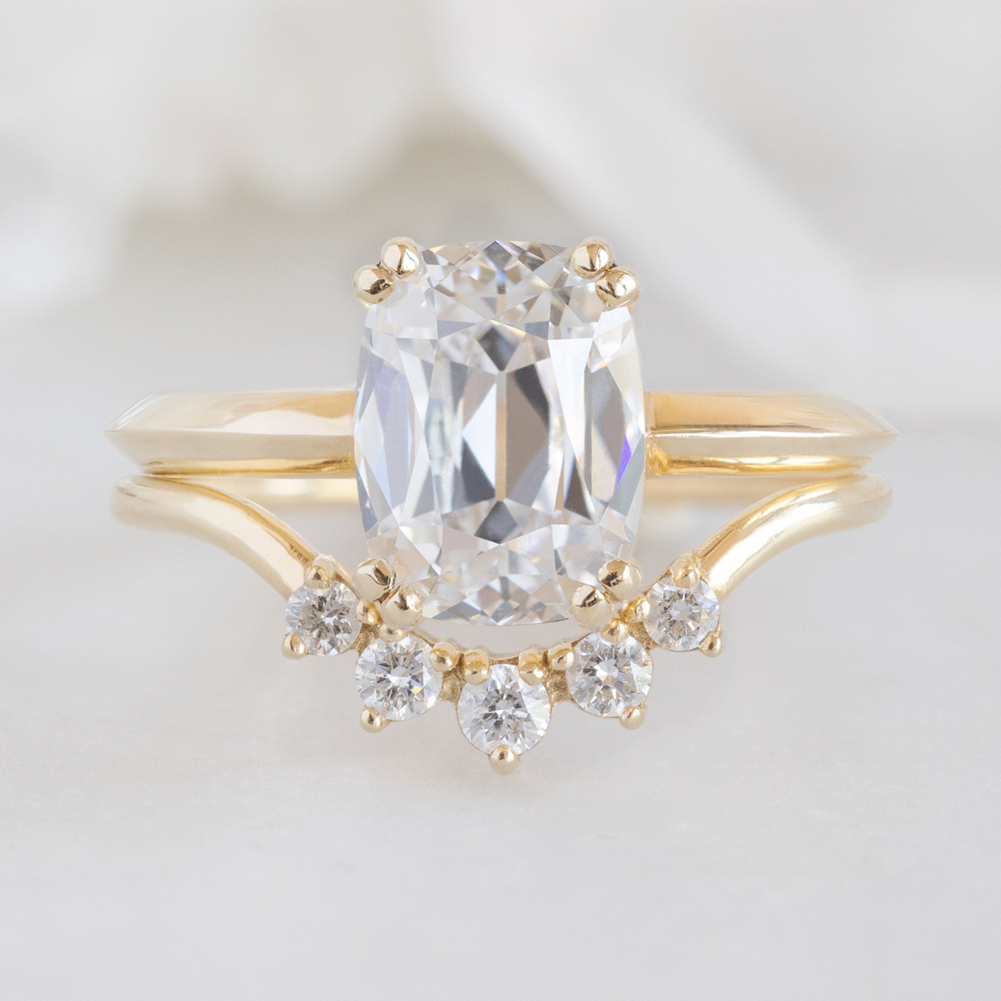Alexis Russell Wedding Bands Round White Diamond Sunburst Stacking Band | Yellow, Rose or White Gold