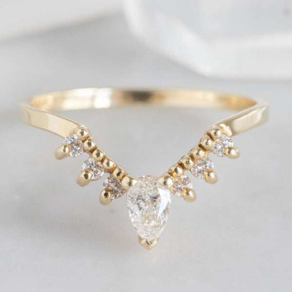 Alexis Russell Wedding Bands White Diamond Sunburst Stacking Band | Yellow, Rose or White Gold