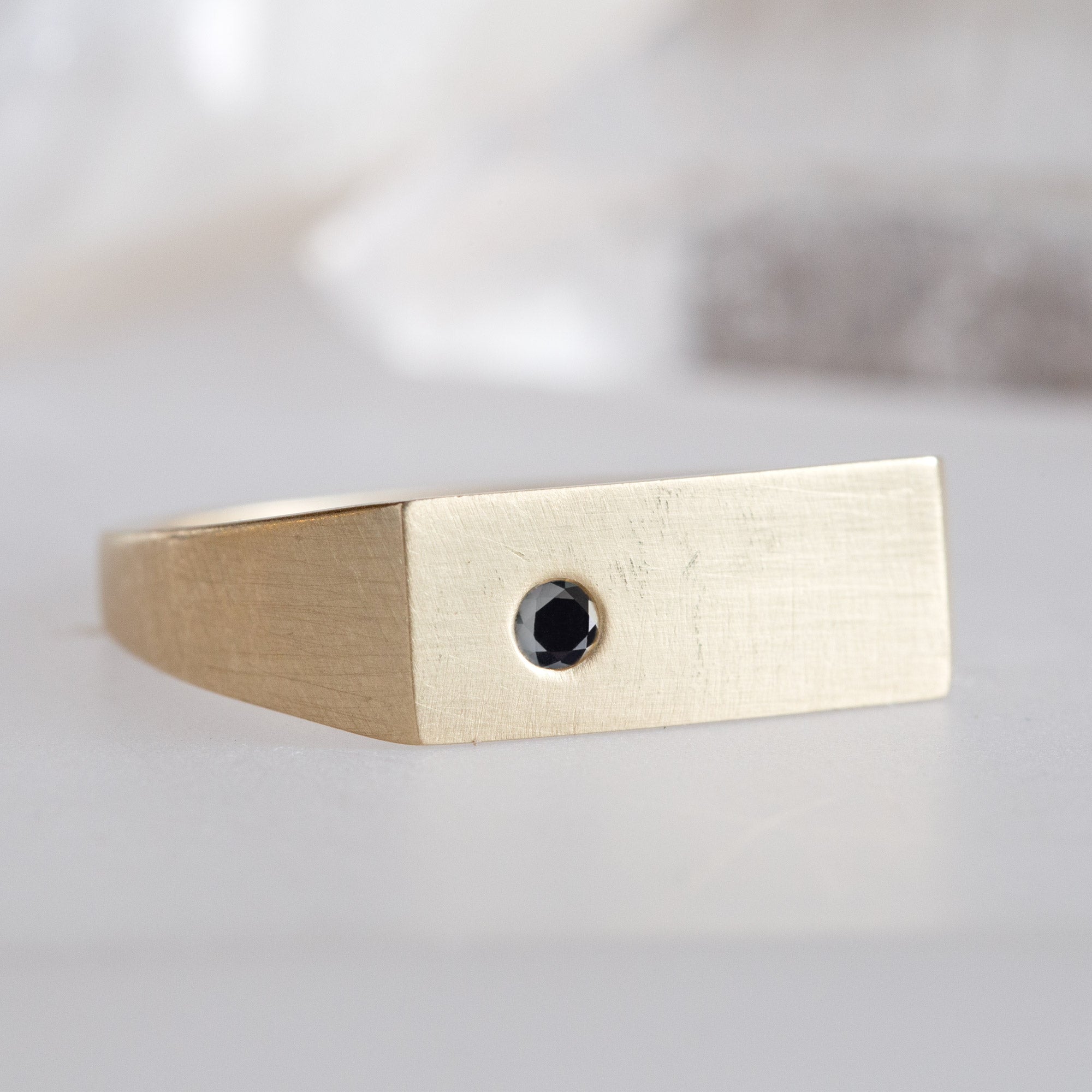 Alexis Russell Wedding Bands The Lune Black Diamond Signet Ring | Yellow, Rose or White Gold