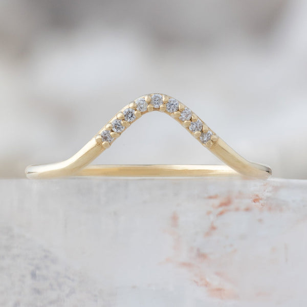 Alexis Russell Wedding Bands White Diamond Pavé Peak Stacking Band | Yellow, Rose or White Gold