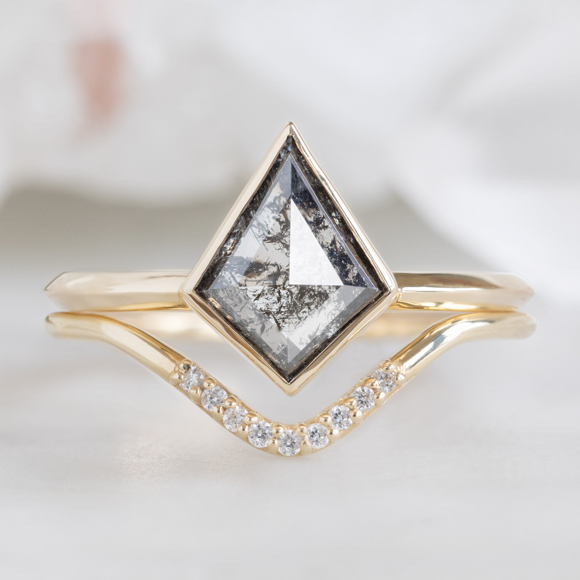 Alexis Russell Wedding Bands White Diamond Pavé Peak Stacking Band | Yellow, Rose or White Gold