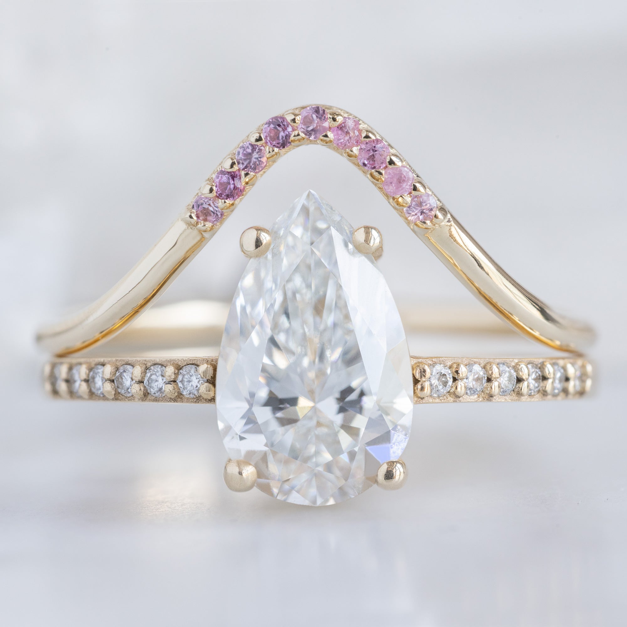 Alexis Russell Wedding Bands Ruby Pavé Peak Stacking Band | Yellow, Rose or White Gold
