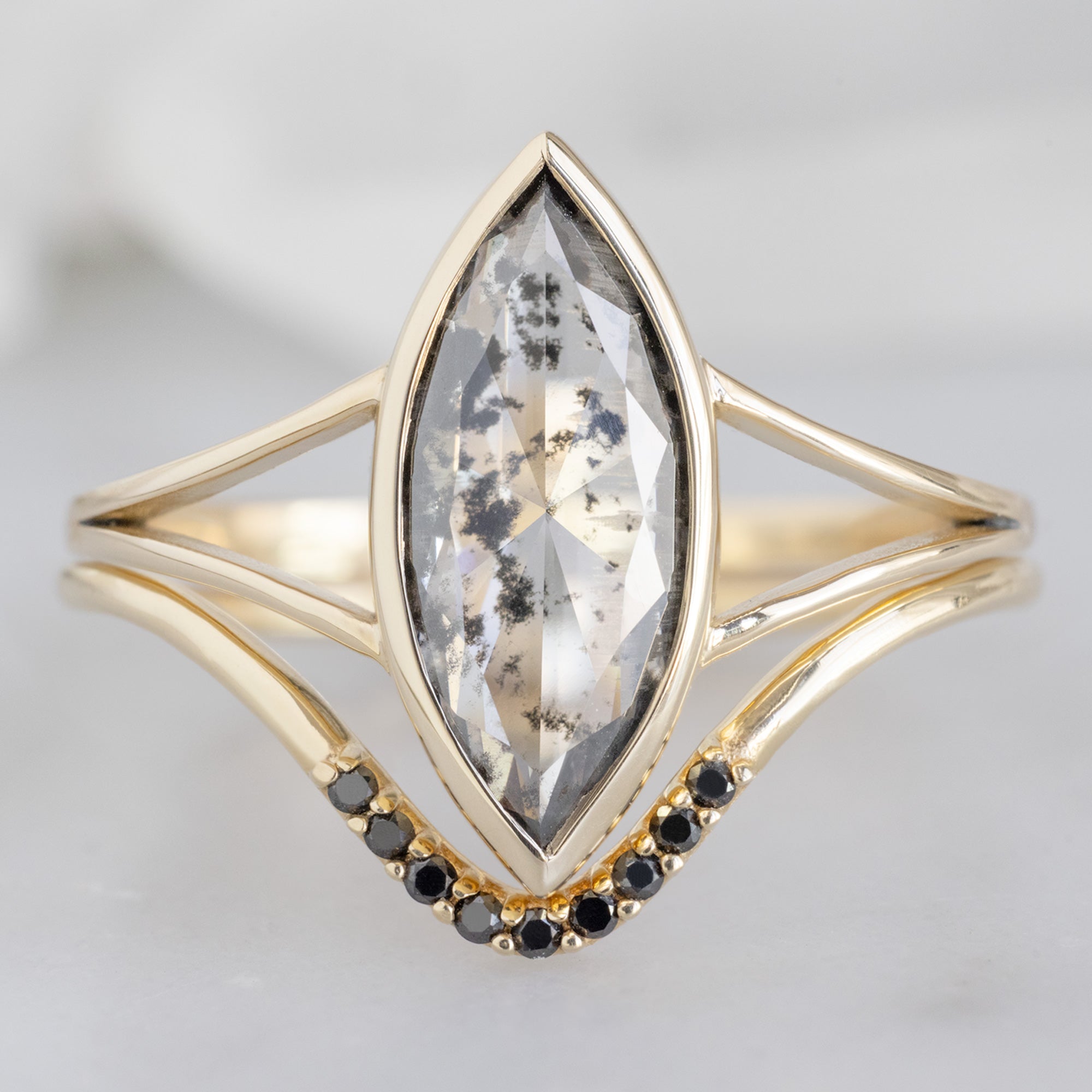 Alexis Russell Wedding Bands Black Diamond Pavé Peak Stacking Band | Yellow, Rose or White Gold