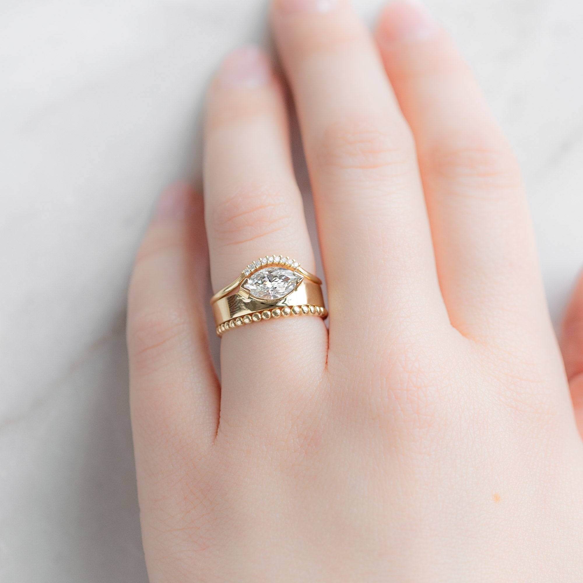 Alexis Russell Wedding Bands The Gold Beaded Stacking Band | Yellow or Rose Gold