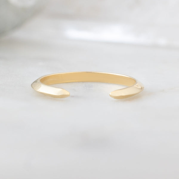 Alexis Russell Wedding Bands Open Cuff Knife Edge Gold Stacking Band | Yellow, Rose or White Gold