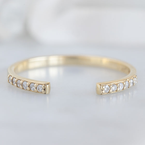 Alexis Russell Wedding Bands Open Cuff White Diamond Pavé Stacking Band | Yellow, Rose or White Gold