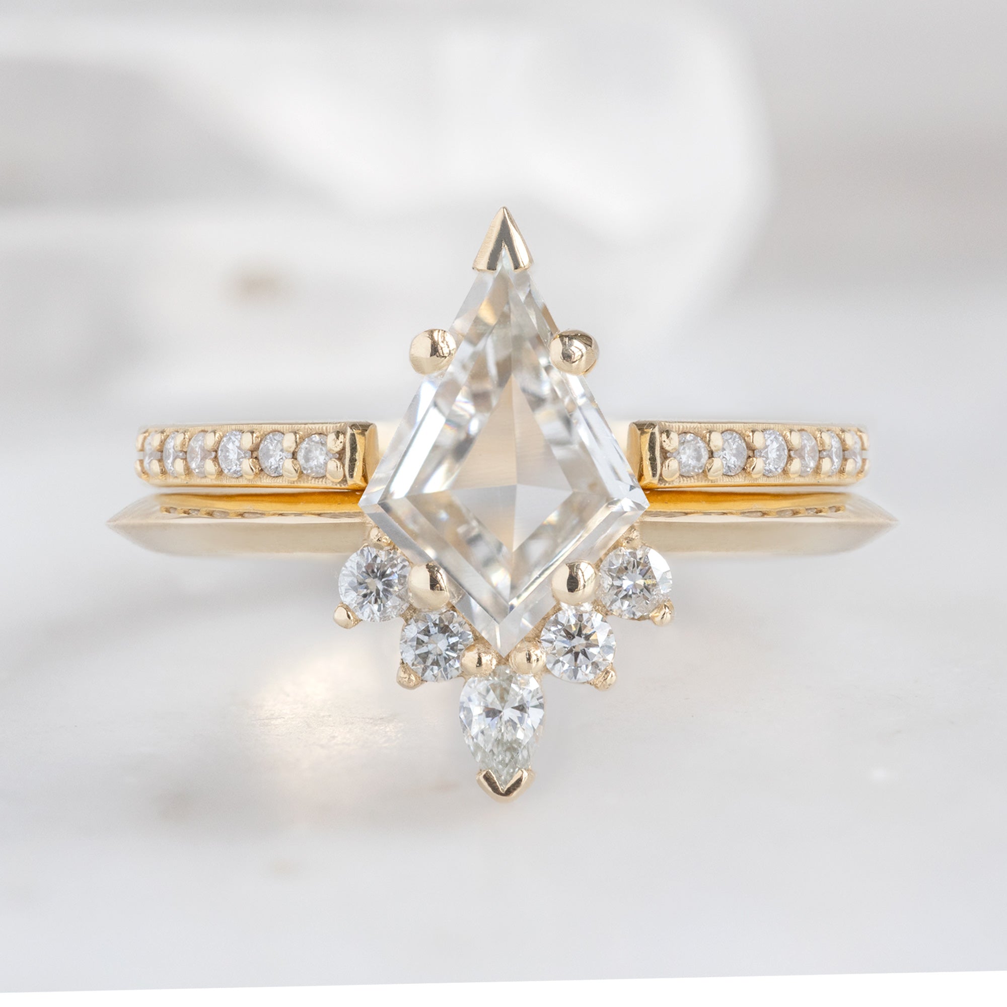 Alexis Russell Wedding Bands Open Cuff White Diamond Pavé Stacking Band | Yellow, Rose or White Gold