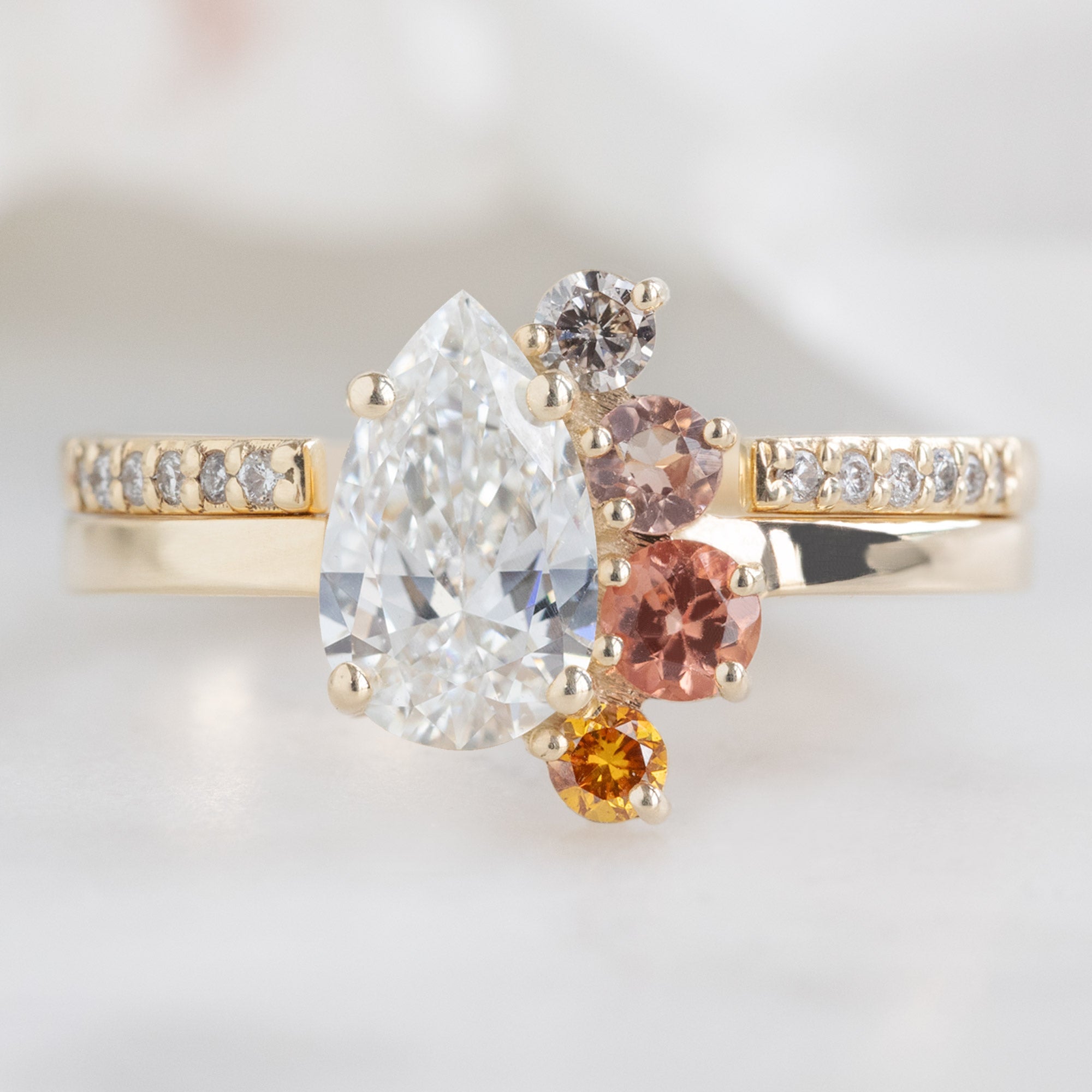 Alexis Russell Wedding Bands Open Cuff Salt and Pepper Diamond Pavé Stacking Band | Yellow, Rose or White Gold