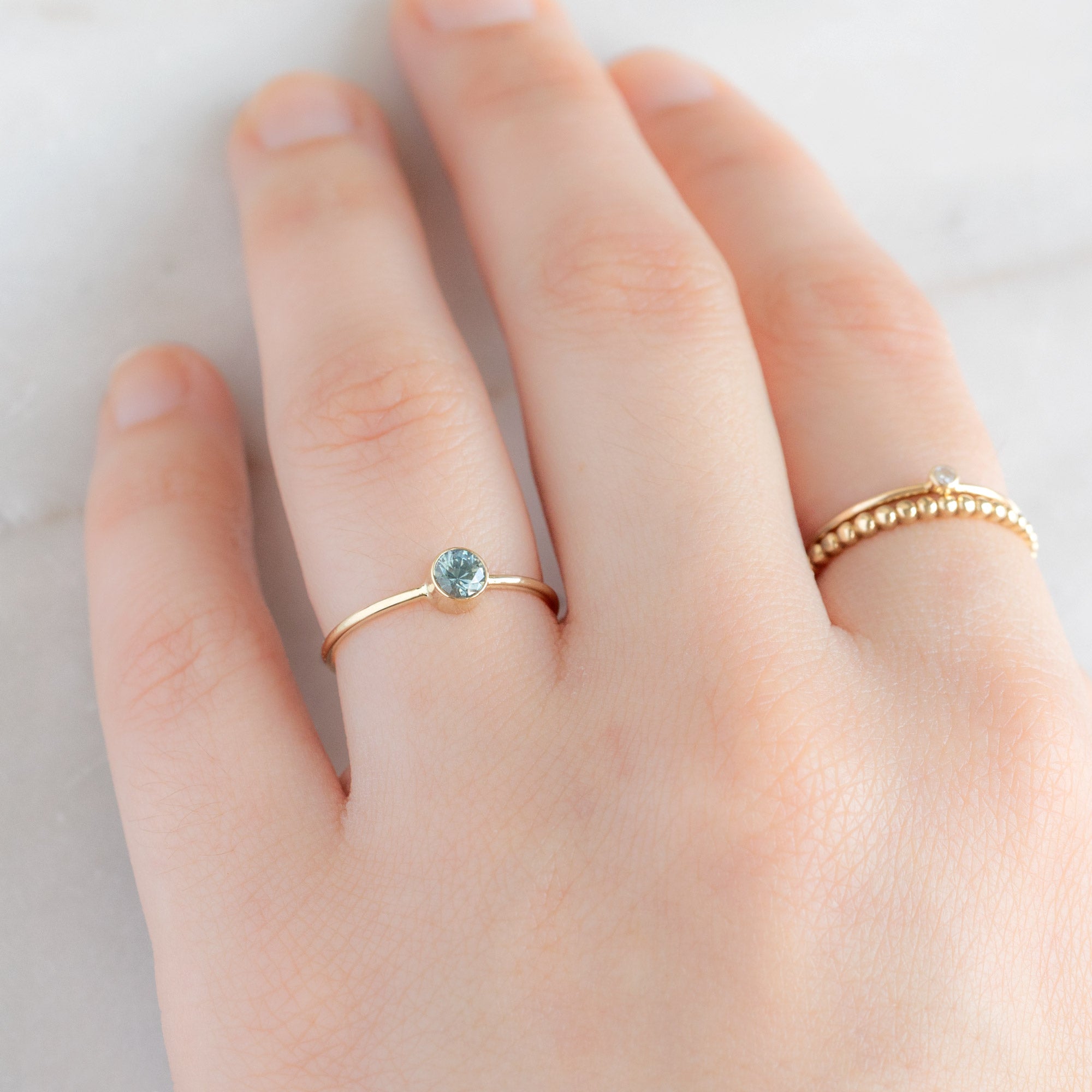 Alexis Russell Wedding Bands Montana Sapphire Stacking Ring | Yellow, Rose or White Gold