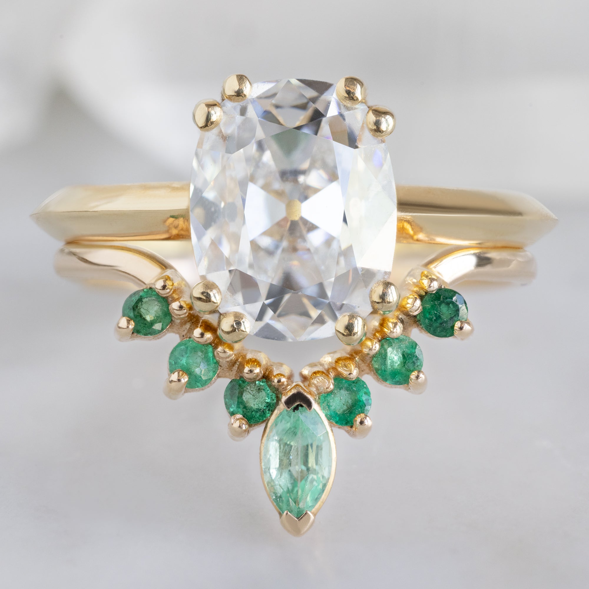 Alexis Russell Wedding Bands Emerald Marquise Sunburst Stacking Band | Yellow, Rose or White Gold