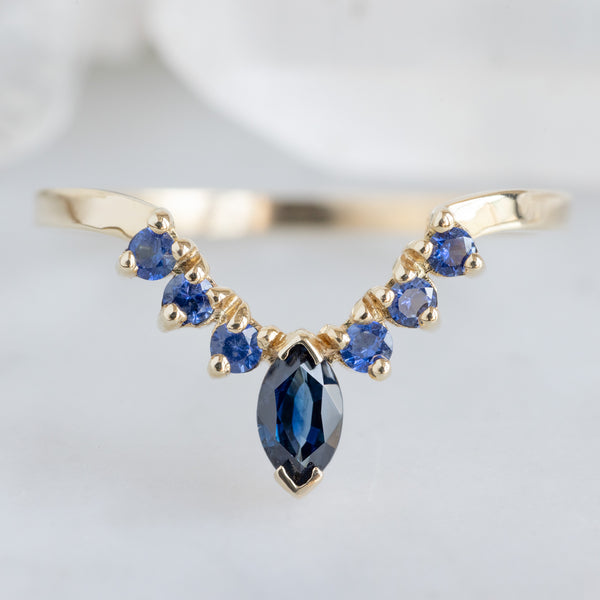 Alexis Russell Wedding Bands Sapphire Marquise Sunburst Stacking Band | Yellow, Rose or White Gold
