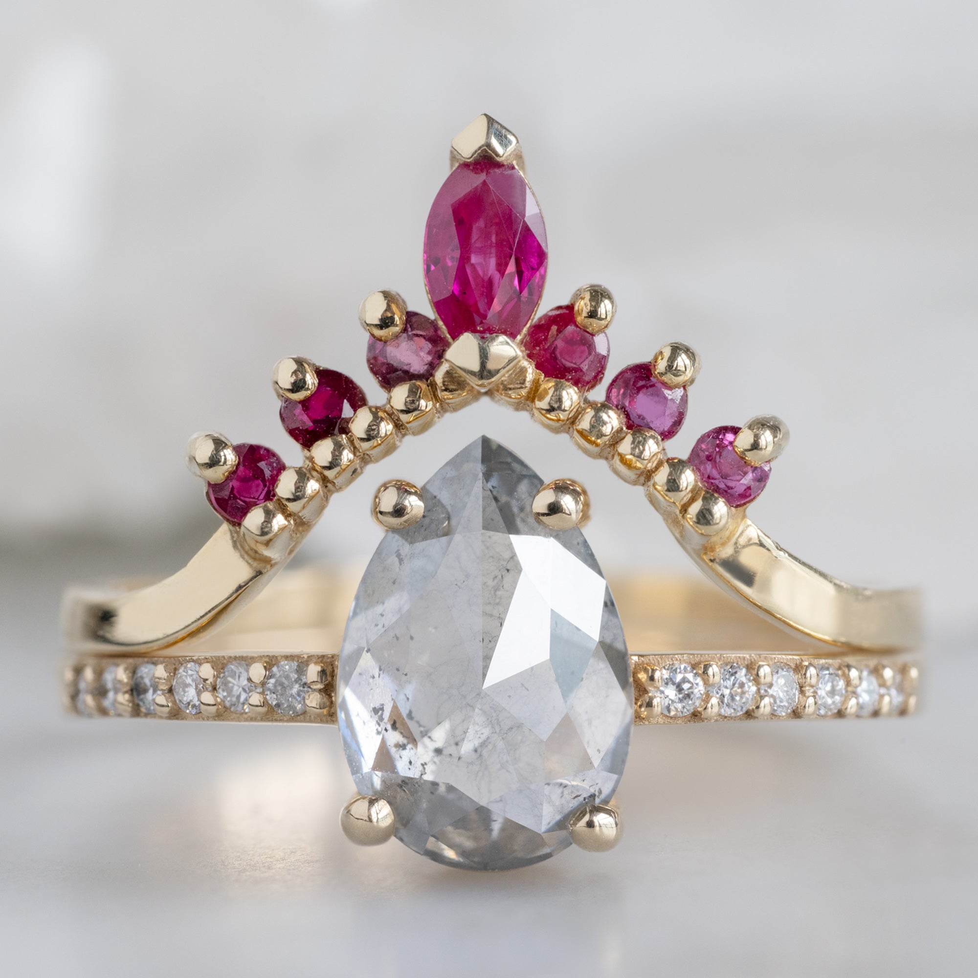 Alexis Russell Wedding Bands Ruby Marquise Sunburst Stacking Band | Yellow, Rose or White Gold