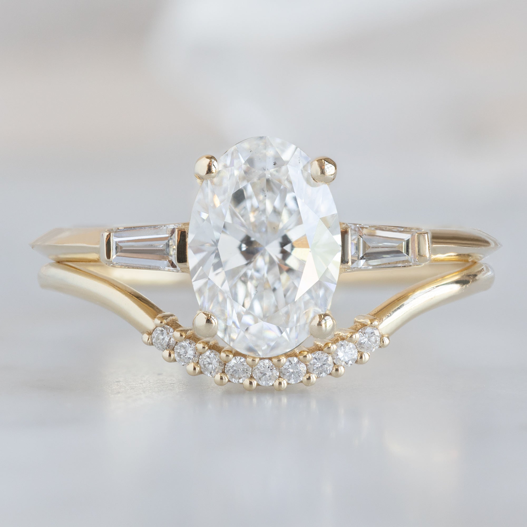 Alexis Russell Wedding Bands White Diamond Pavé Arc Stacking Band | Yellow, Rose or White Gold